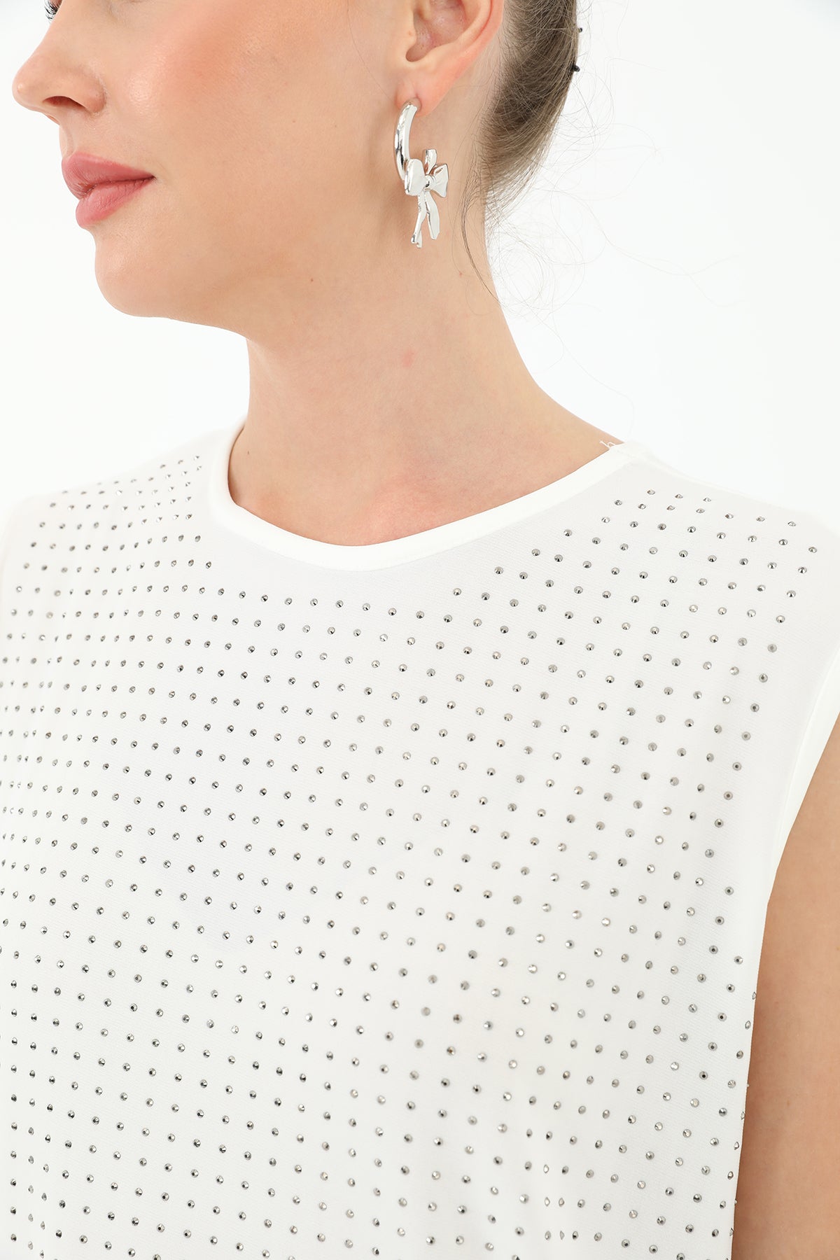 Kadın Sıfır Kol Taşlı Tunik -24S-10525TUN