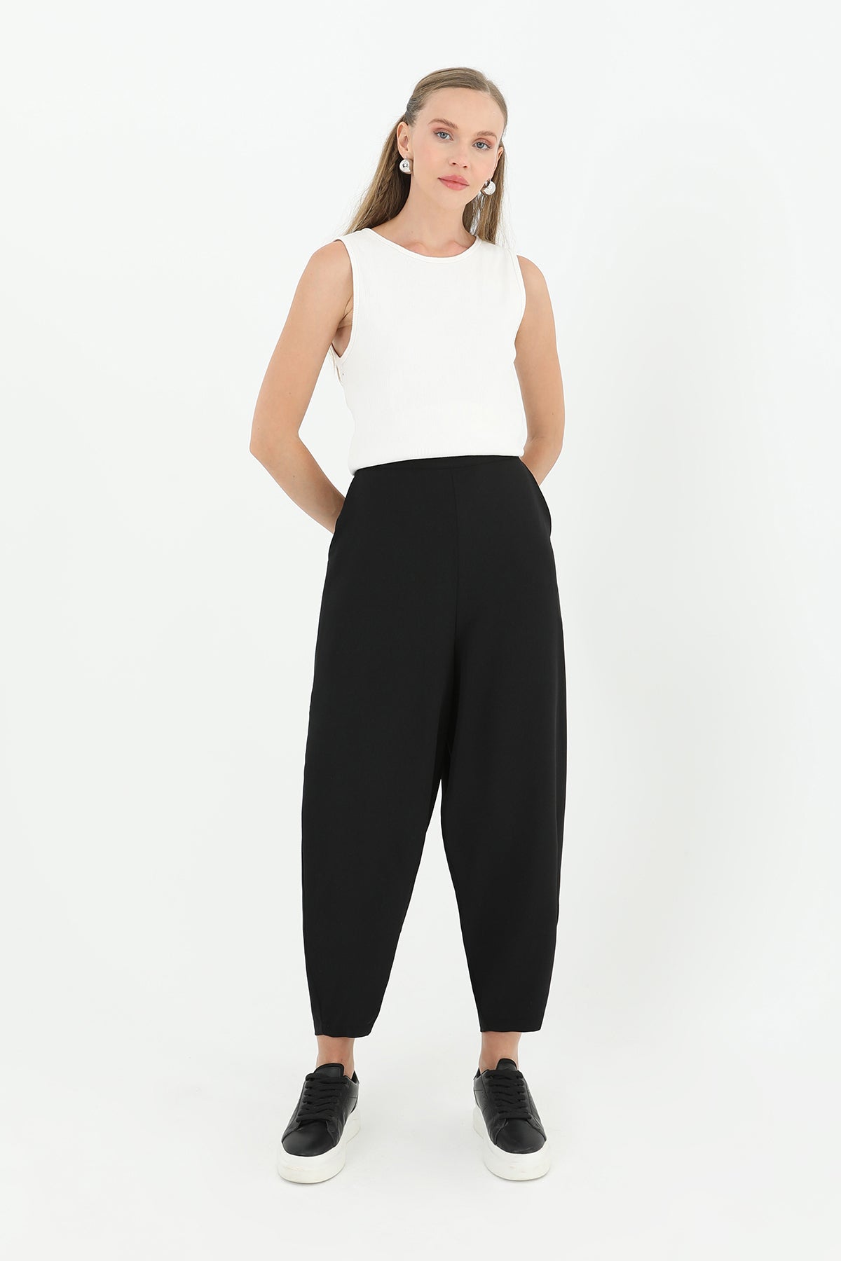 Kadın Linda Kumaş Şalvar Form Pantolon  - 18166PNT