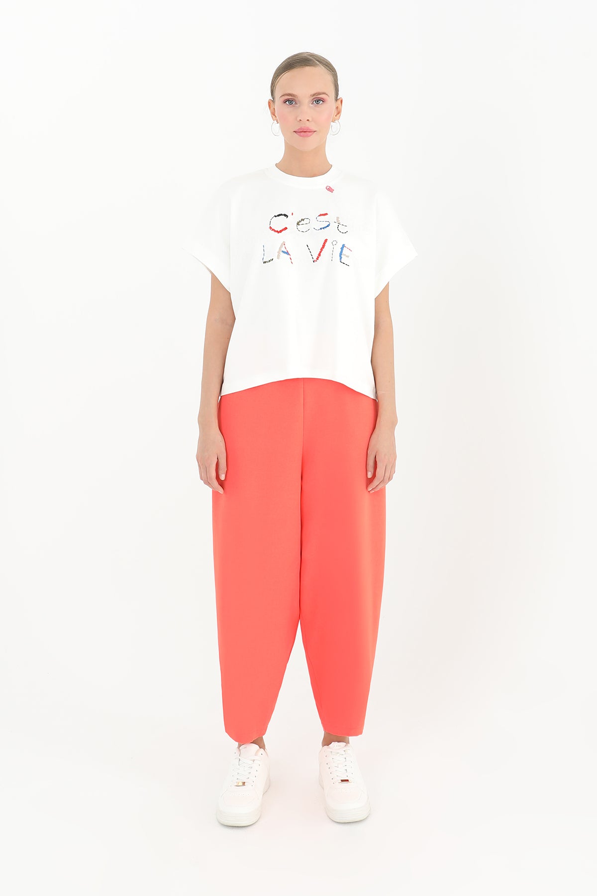 Kadın Linda Kumaş Şalvar Form Pantolon  - 18166PNT
