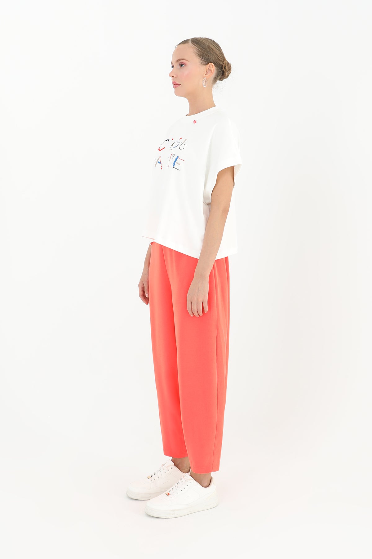 Kadın Linda Kumaş Şalvar Form Pantolon  - 18166PNT