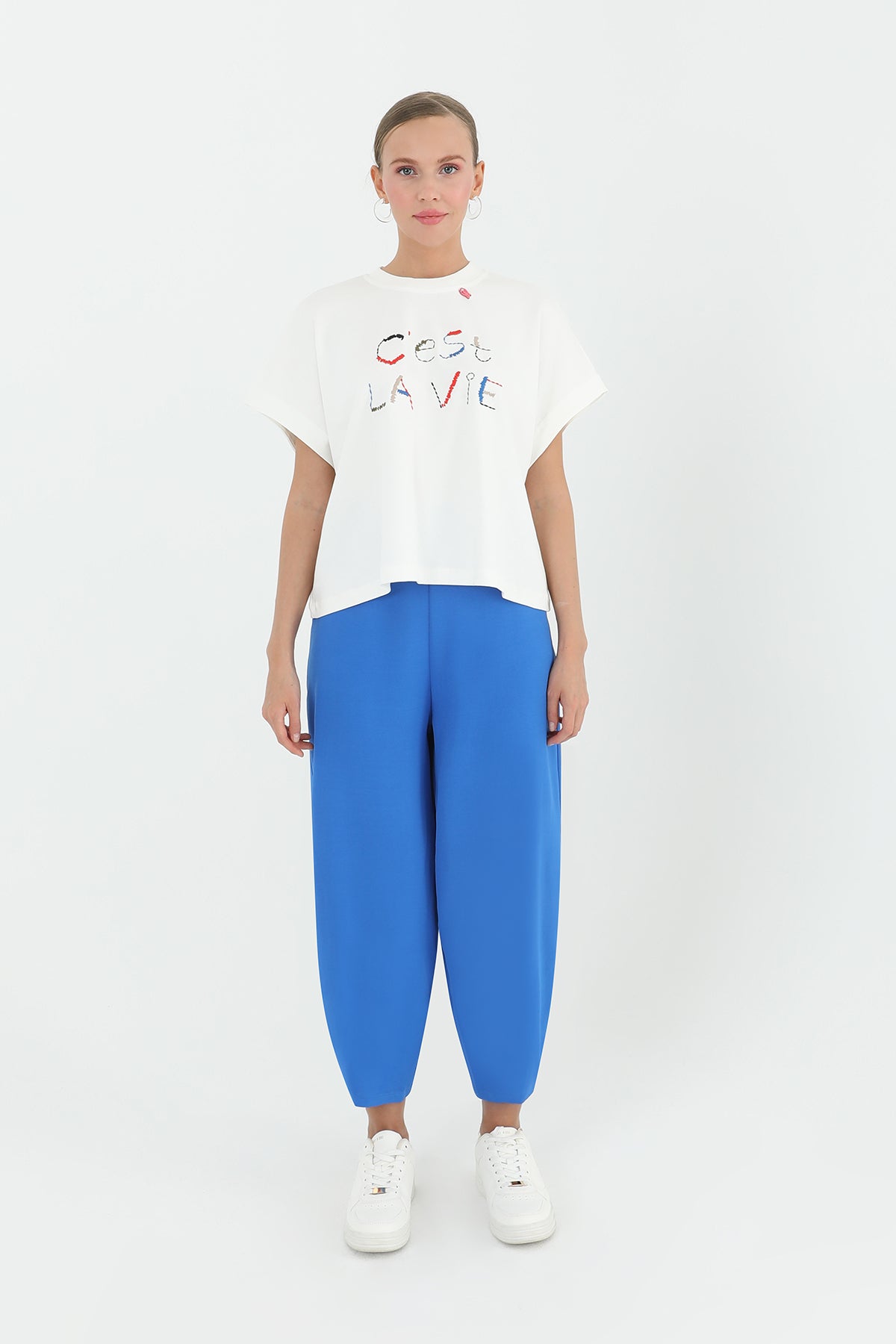 Kadın Linda Kumaş Şalvar Form Pantolon  - 18166PNT