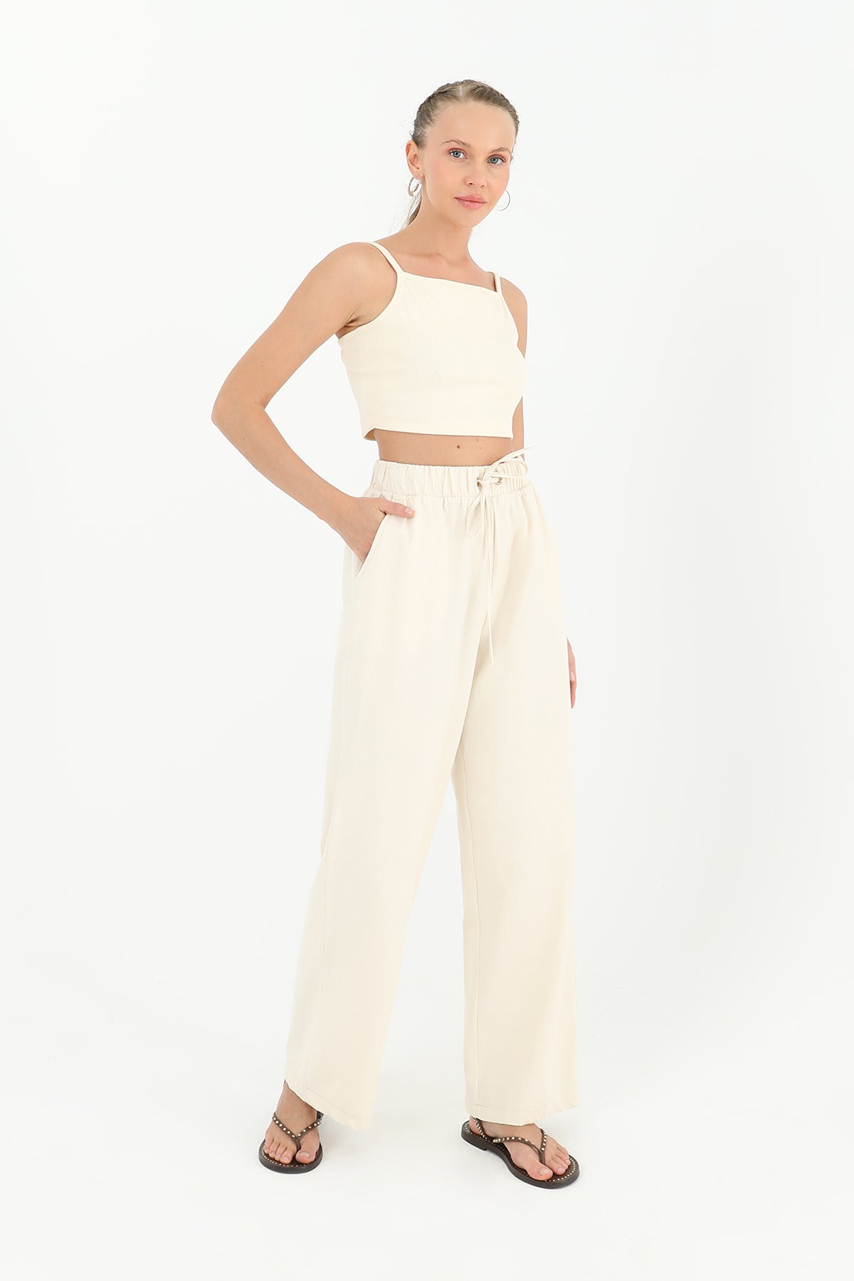 Kadın Cep Detaylı Kuşaklı Havuç Pantolon - 18179PNT