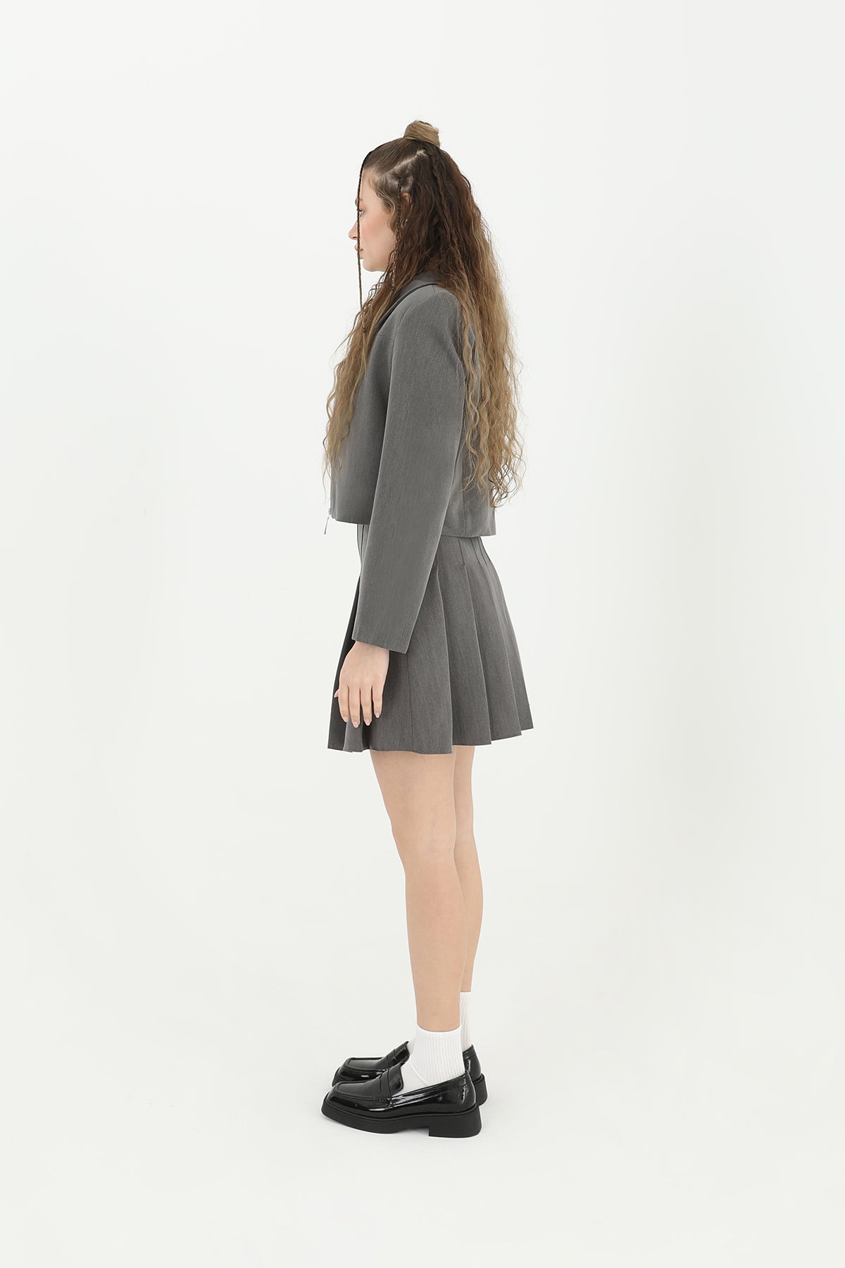 Kadın Fermuar Detaylı Kısa Ceket  - 24S-31605CKT