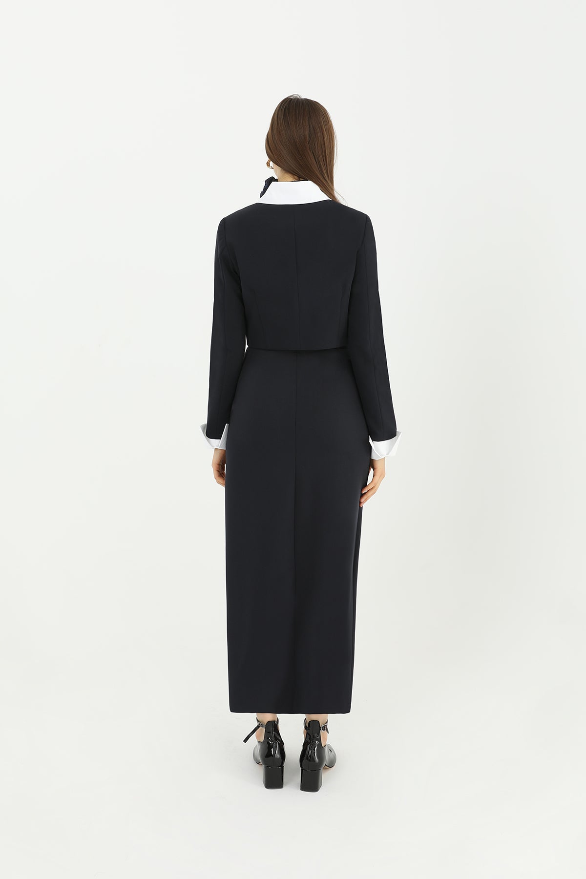 Kadın Önü Yırtmaçlı Kumaş Etek  - 31607ETK