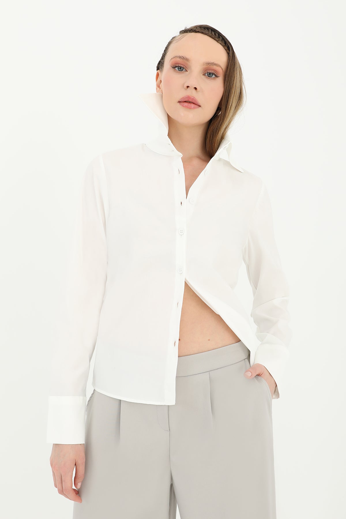 Kadın Kısa Gömlek - 24S-31611GML