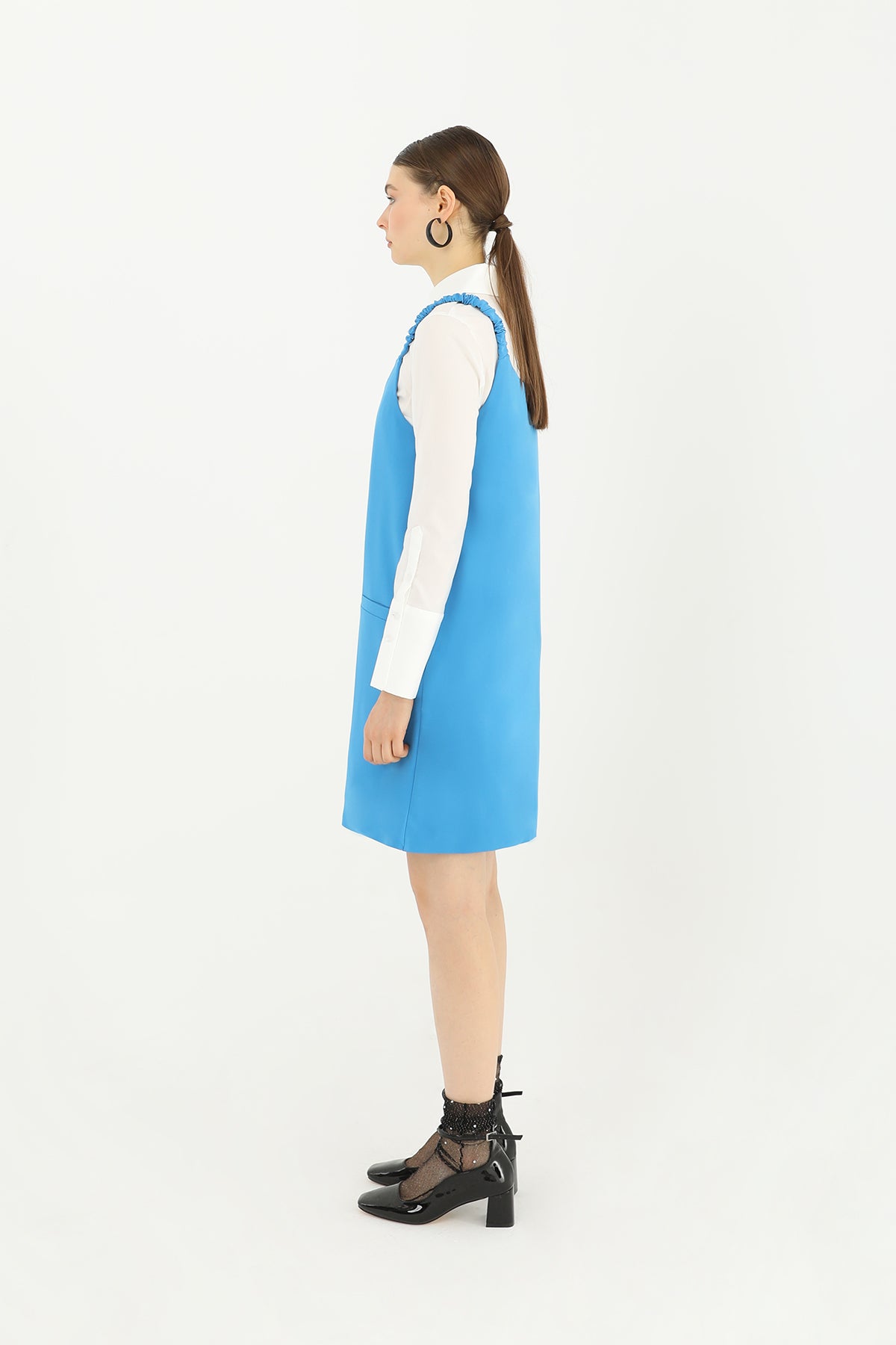 Kadın Büzgülü Askı Detaylı Kısa Elbise  - 31612ELB