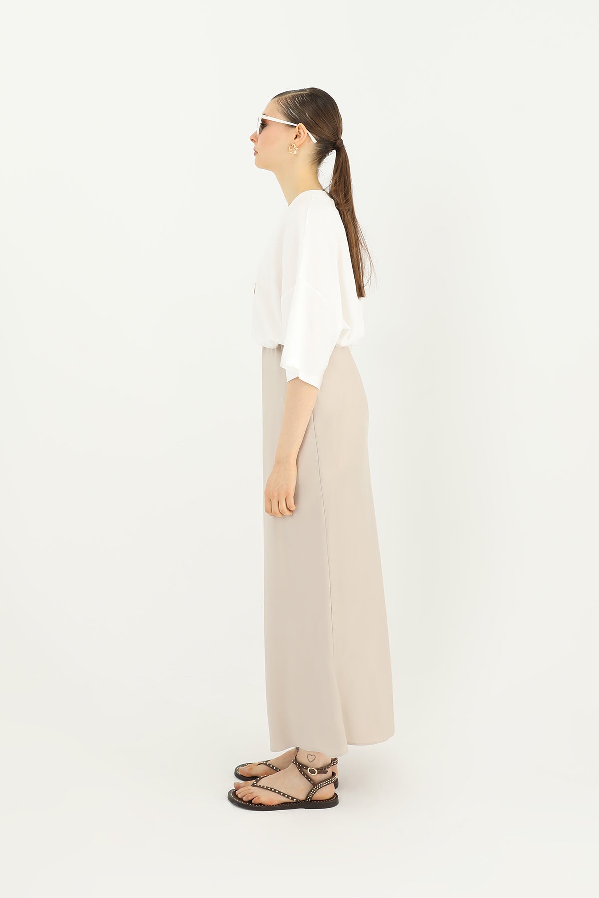 Kadın Saten Uzun Etek - 24S-31614ETK