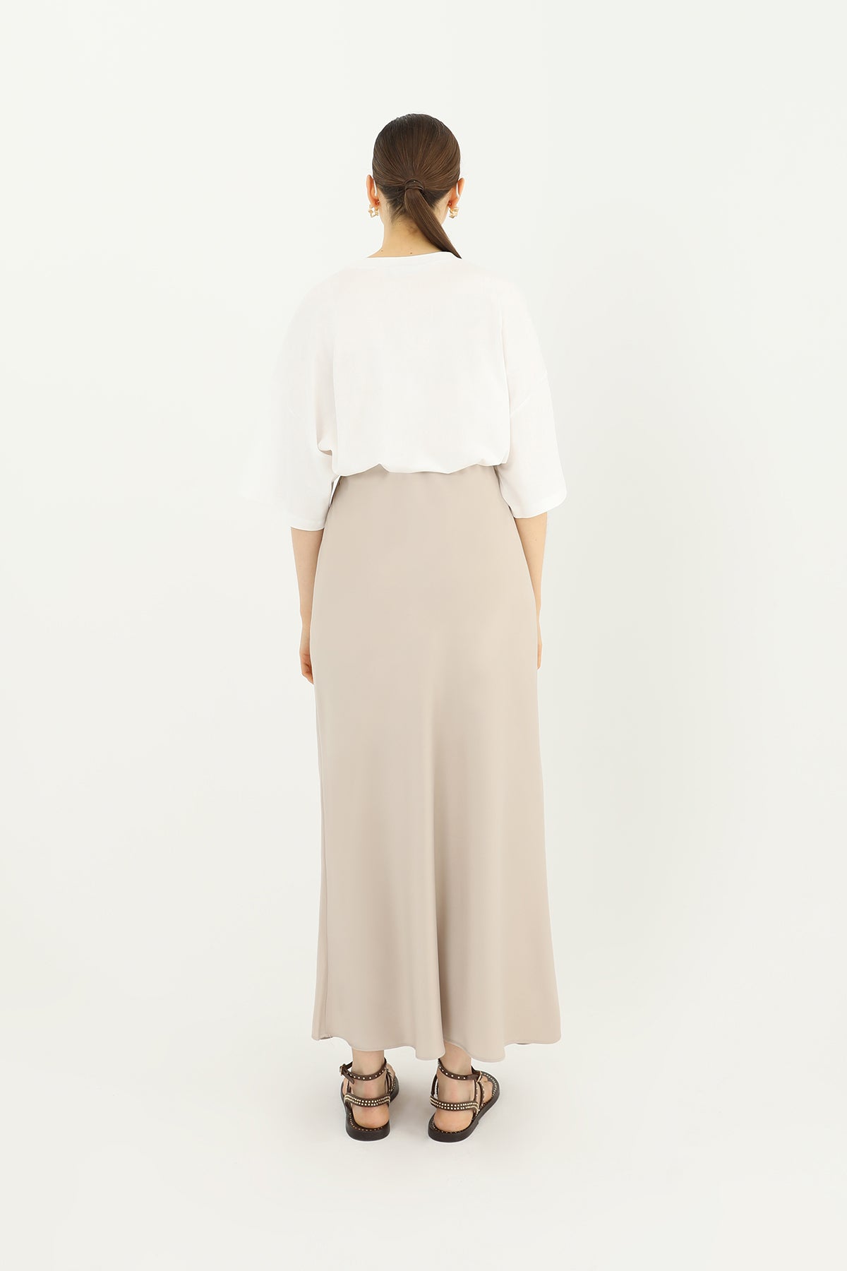 Kadın Saten Uzun Etek - 24S-31614ETK