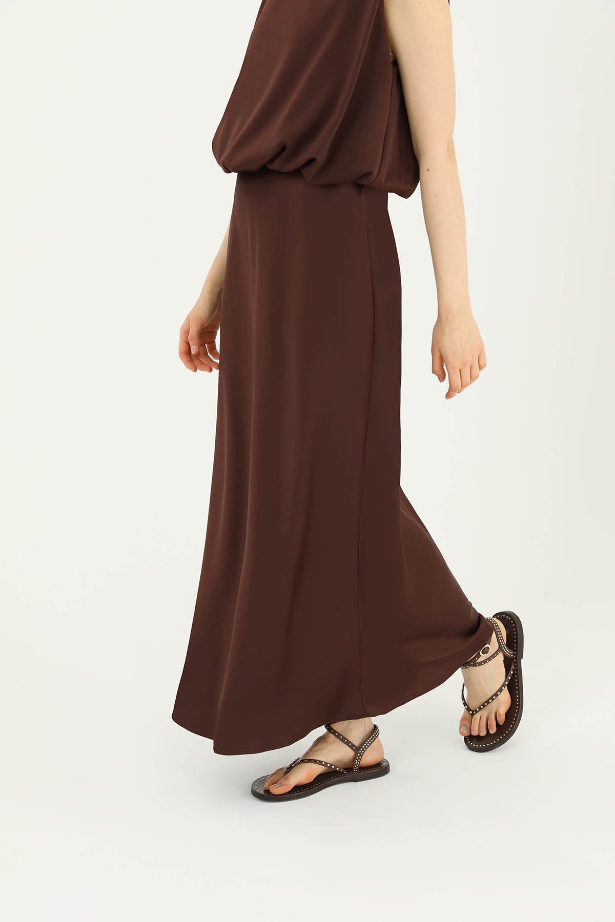 Kadın Saten Uzun Etek - 24S-31614ETK