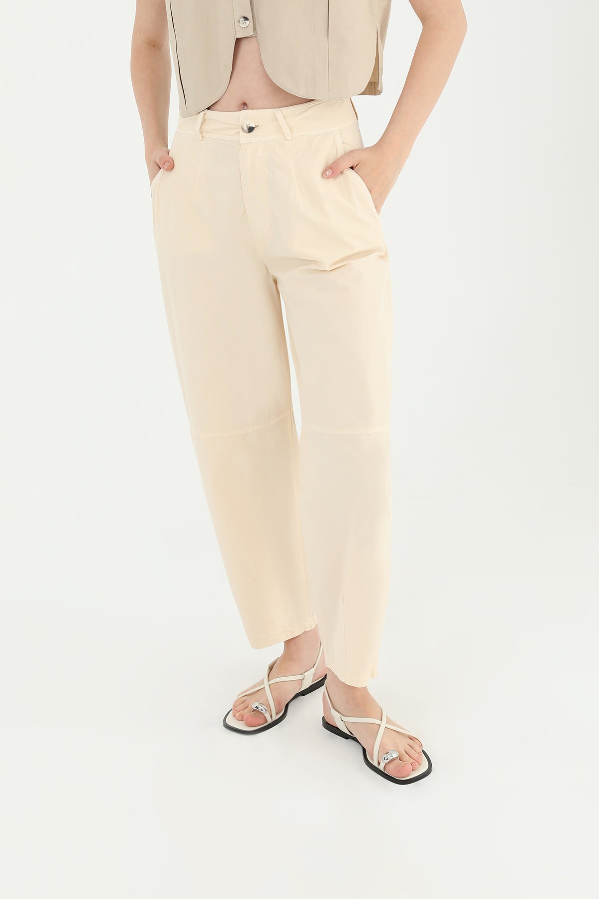 Kadın Yüksek Bel Cepli Pantolon  - 31710PNT