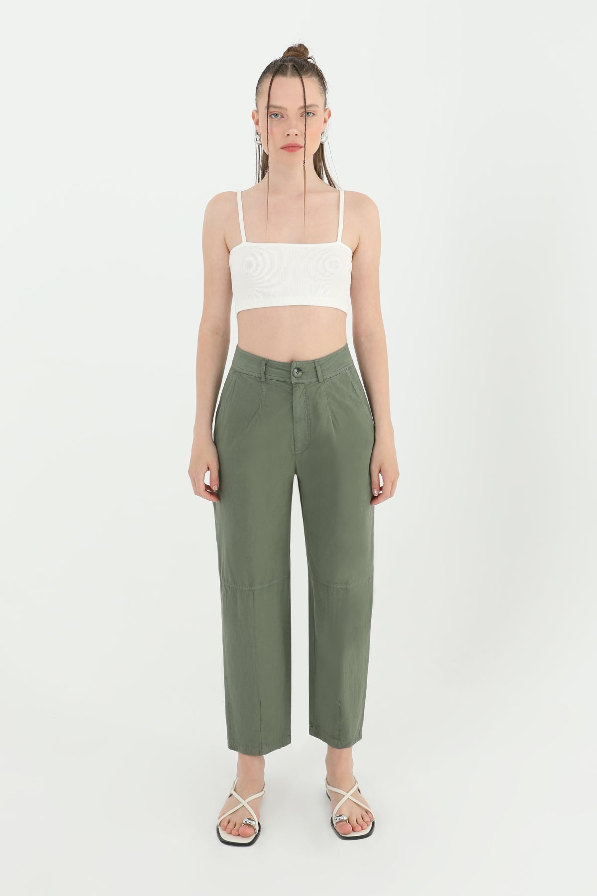 Kadın Yüksek Bel Cepli Pantolon  - 31710PNT