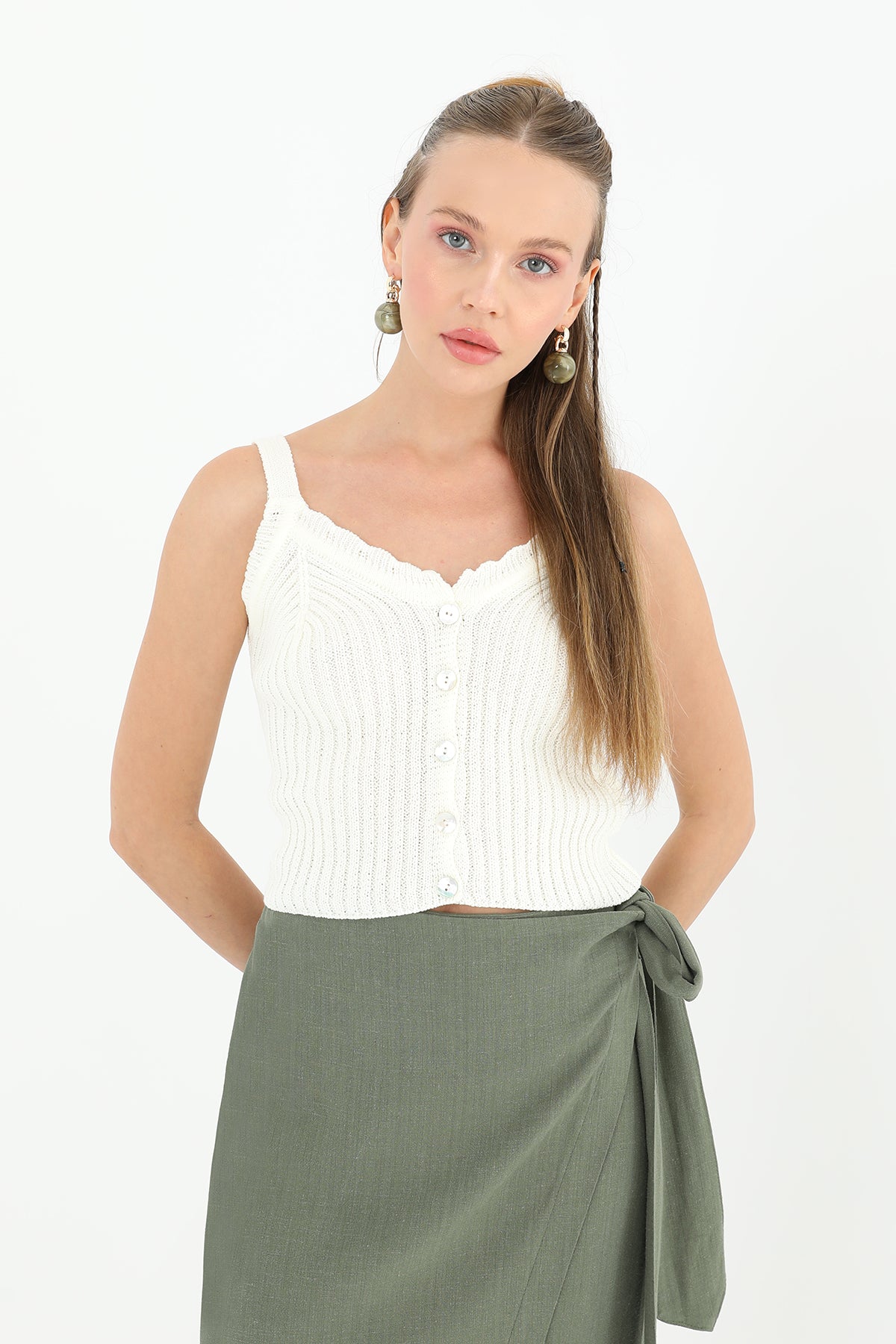 Kadın Askılı Triko Bluz  - 31725BLZ