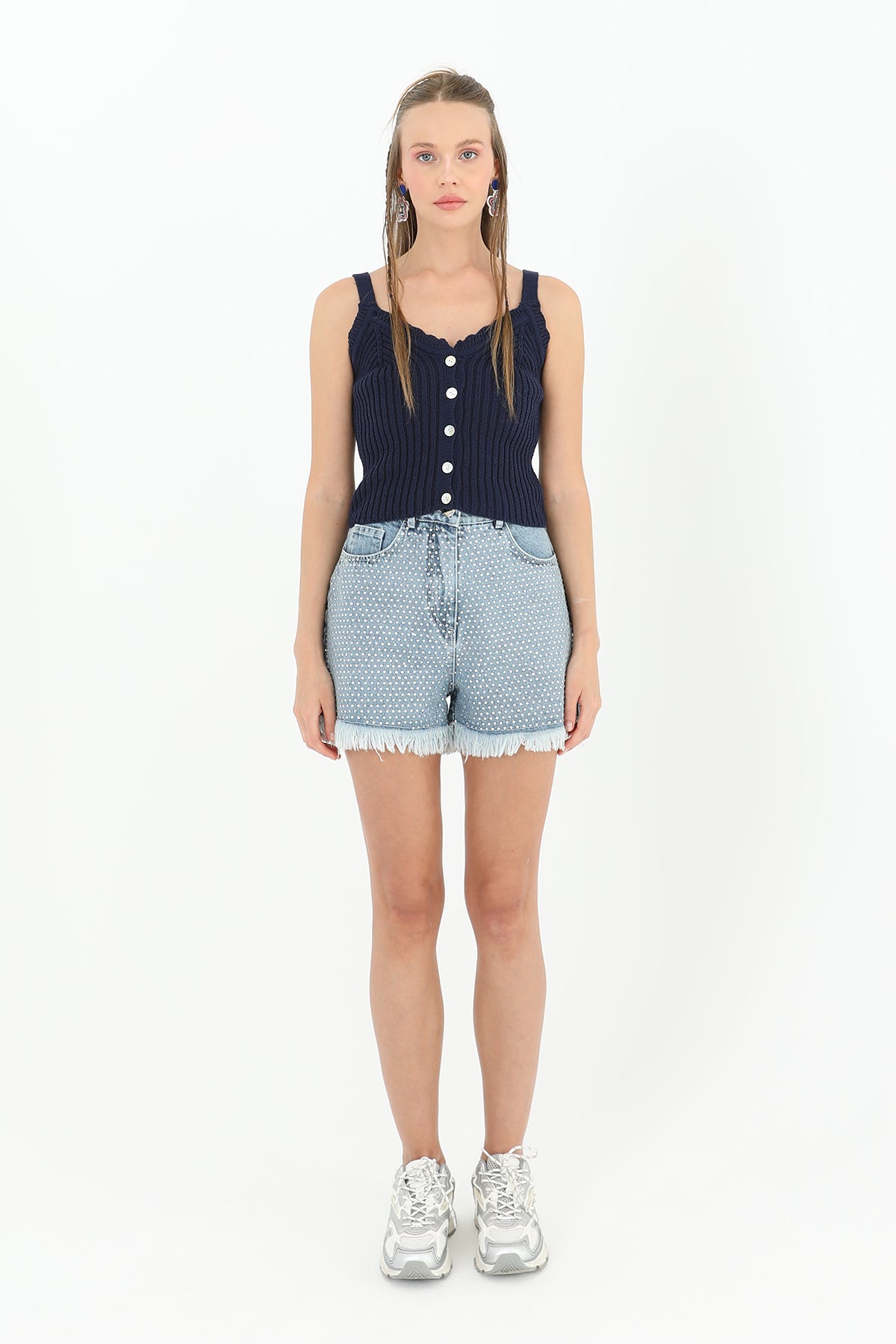 Kadın Askılı Triko Bluz  - 31725BLZ