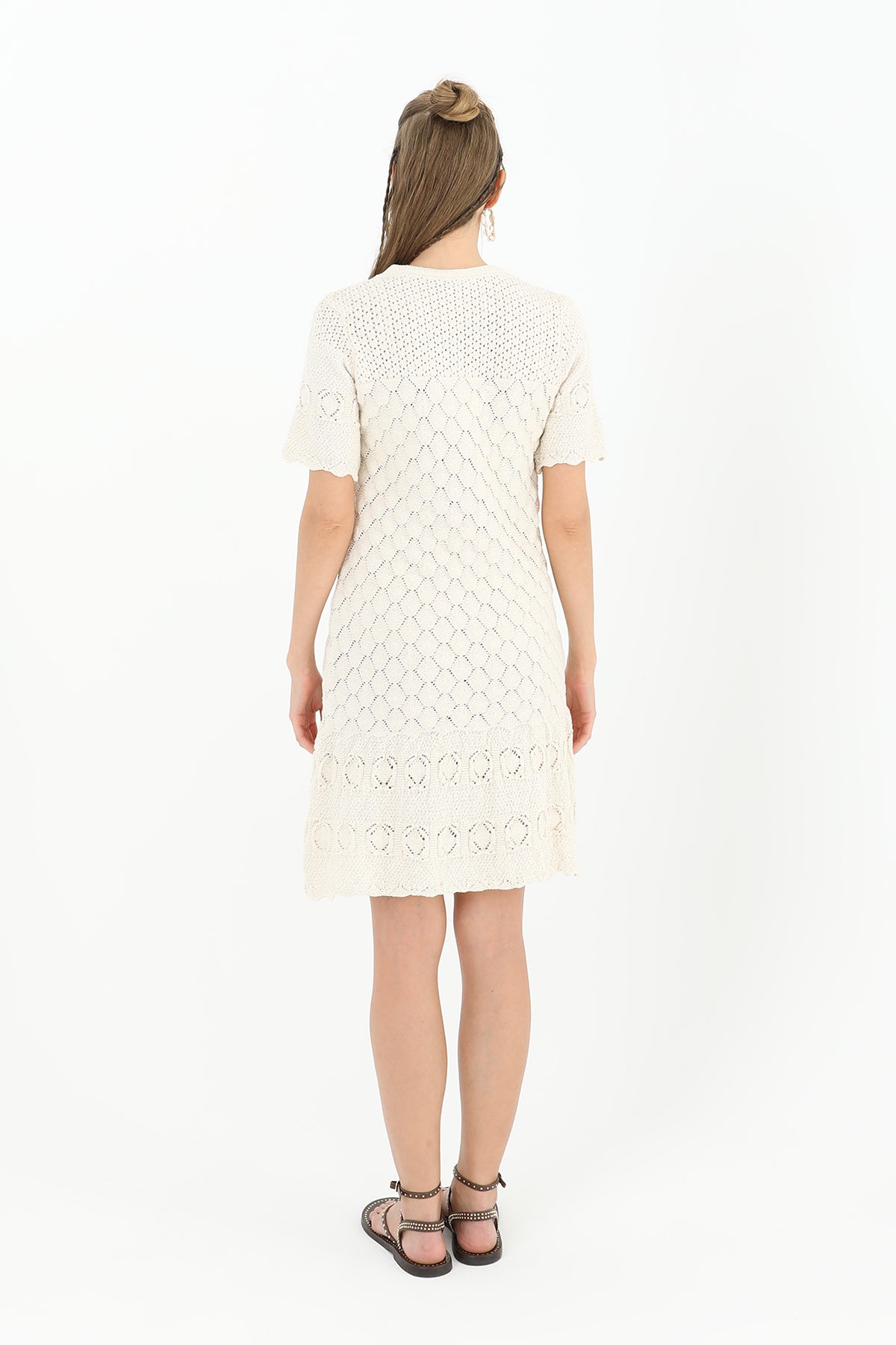 Kadın Brodeli Mini Elbise  - 31733ELB