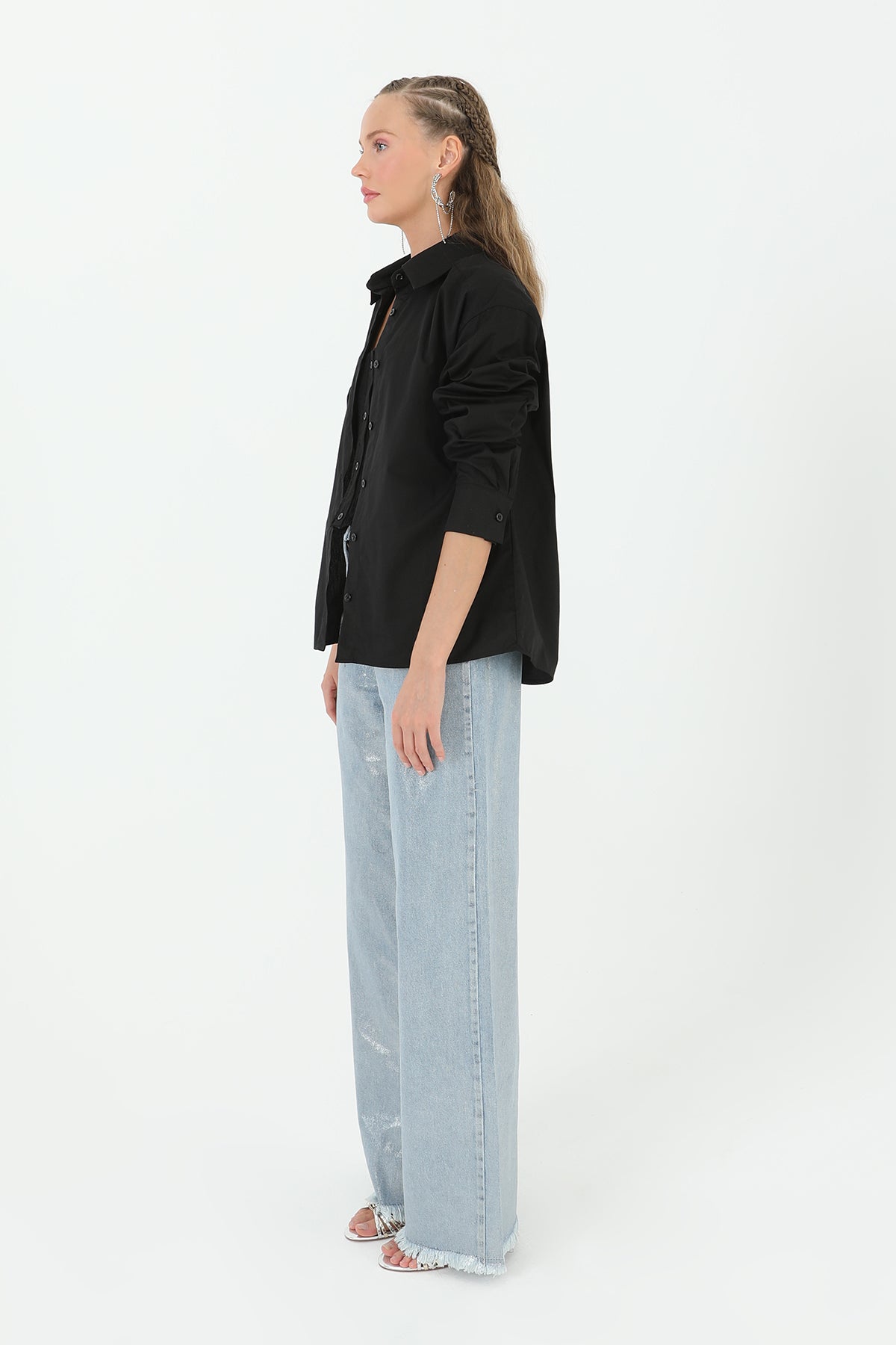 Kadın Varaklı Bol Pantolon - 31787PNT