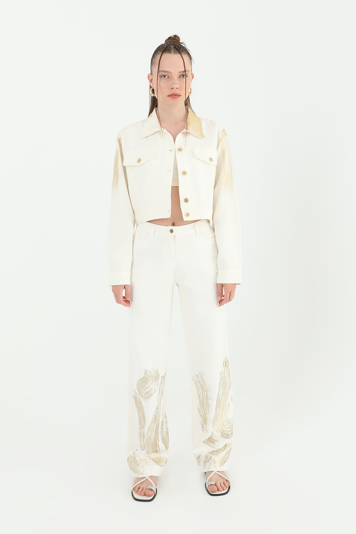 Kadın Varaklı Pantolon -24S-31798PNT