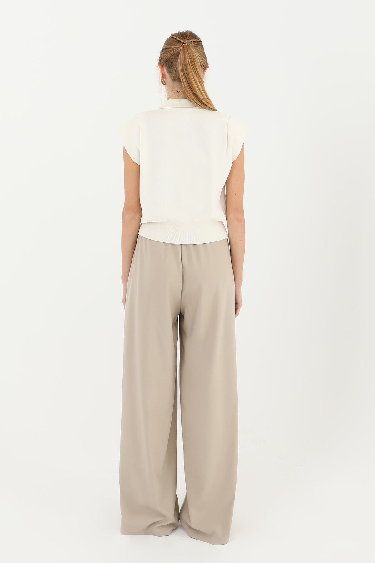 Kadın V Yakalı Çelik Örme Gömlek  - 31864GML