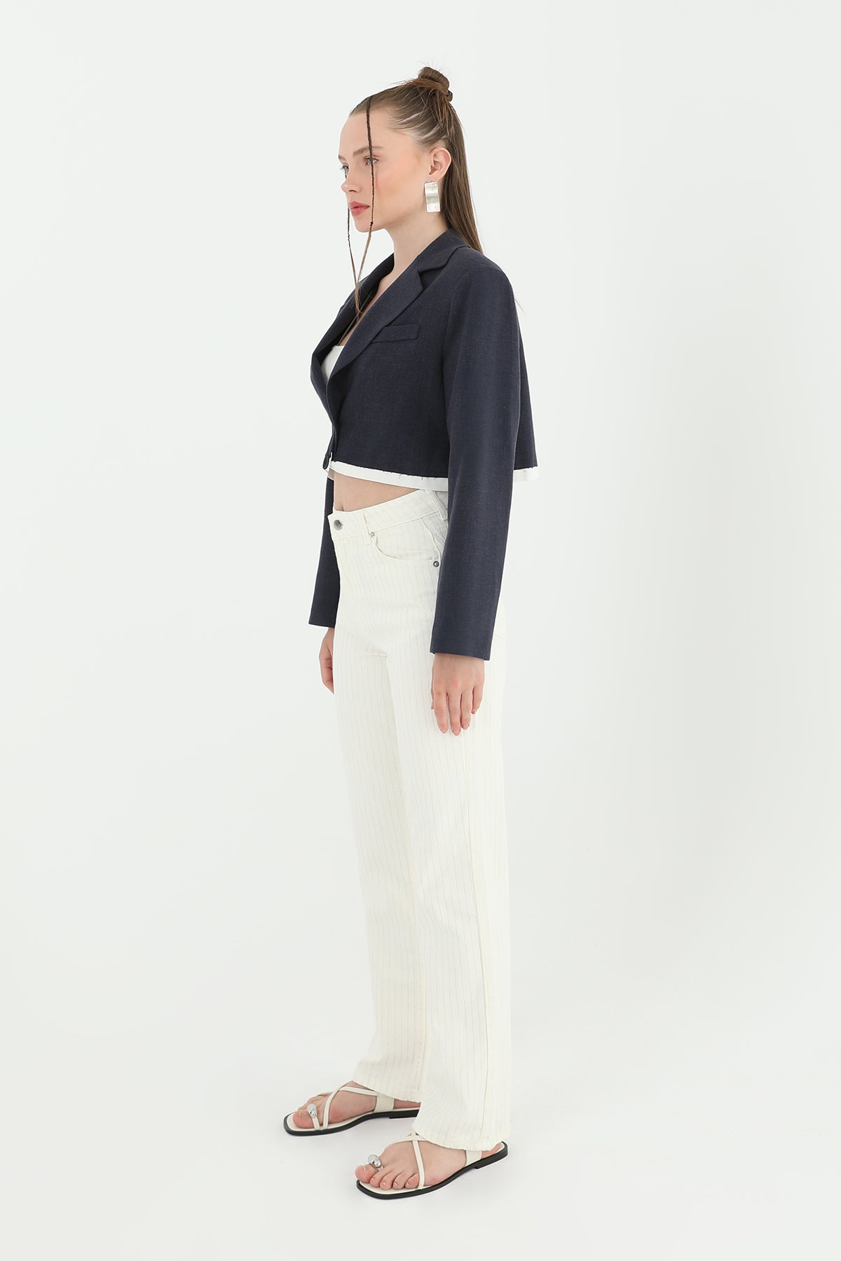 Kadın Çizgili Denim Pantolon - 31877PNT