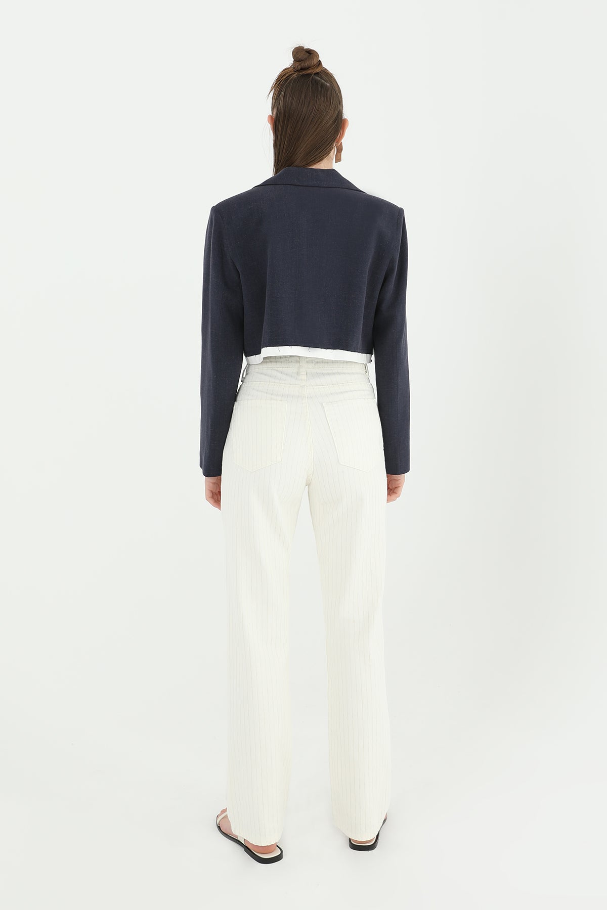 Kadın Çizgili Denim Pantolon - 31877PNT