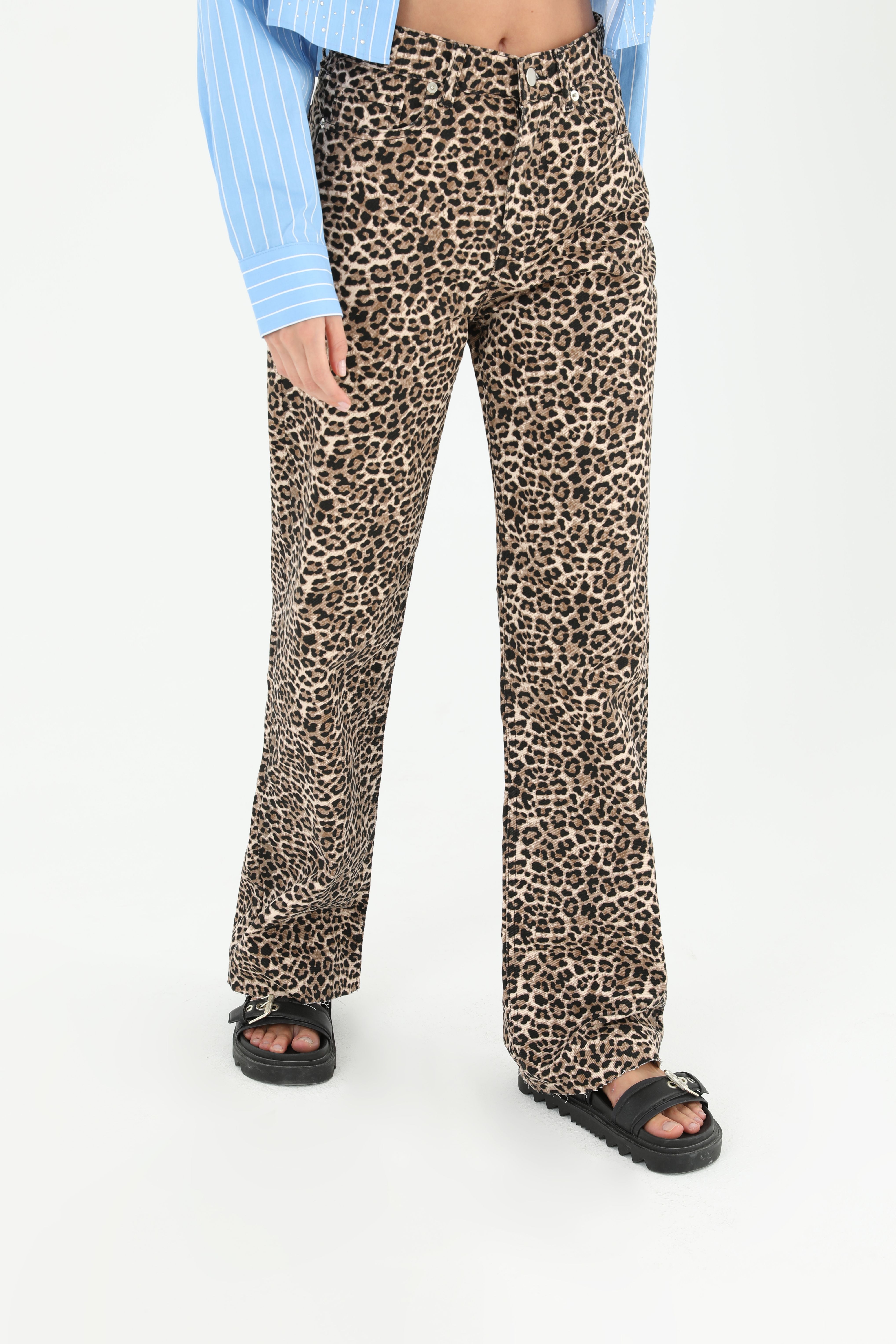 Kadın Leoparlı Bol Pantolon - 31880PNT