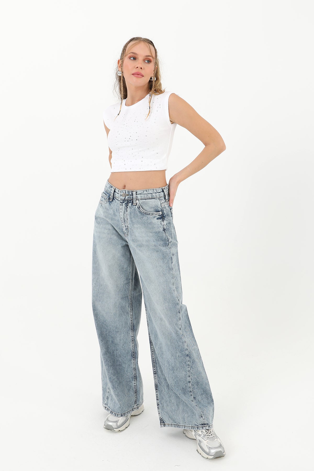 Kadın Dikiş Detaylı Denim Pantolon  - 31882PNT