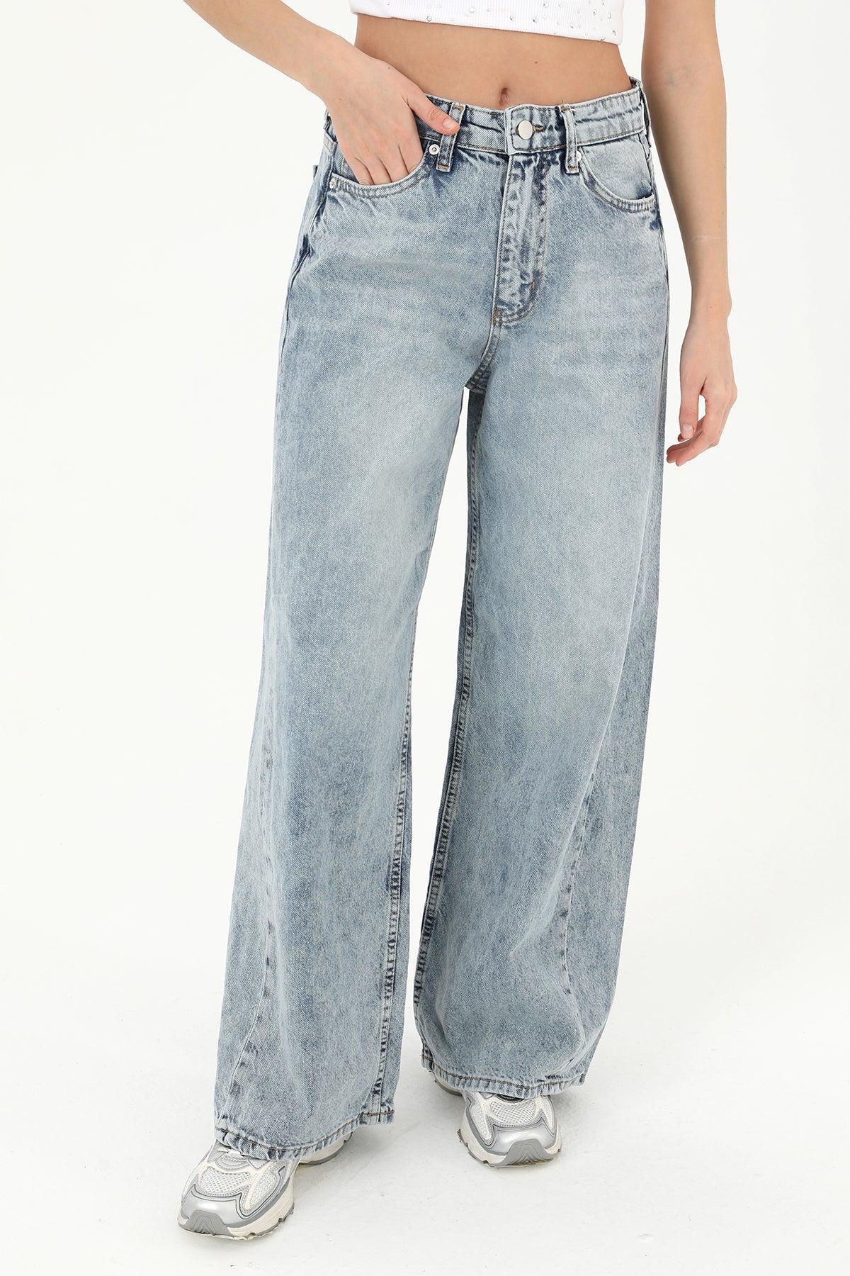 Kadın Dikiş Detaylı Denim Pantolon  - 31882PNT