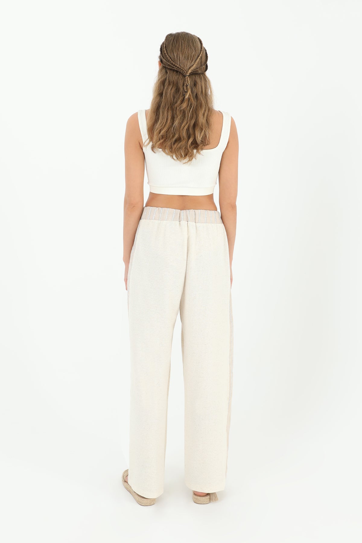 Kadın Belden Bağlamalı Yanları Şeritli Pantolon  - 31884PNT