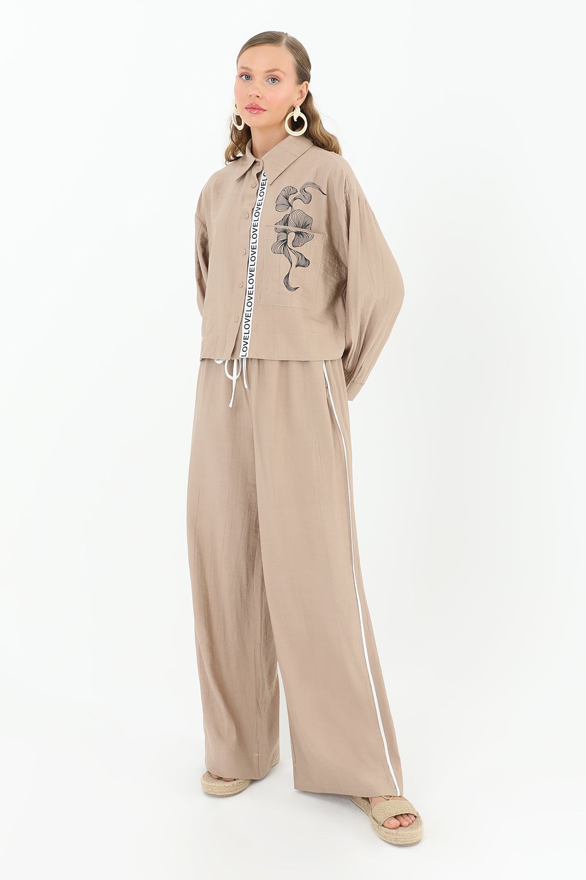 Kadın Beli Lastikli Bol Pantolon  - 31904PNT