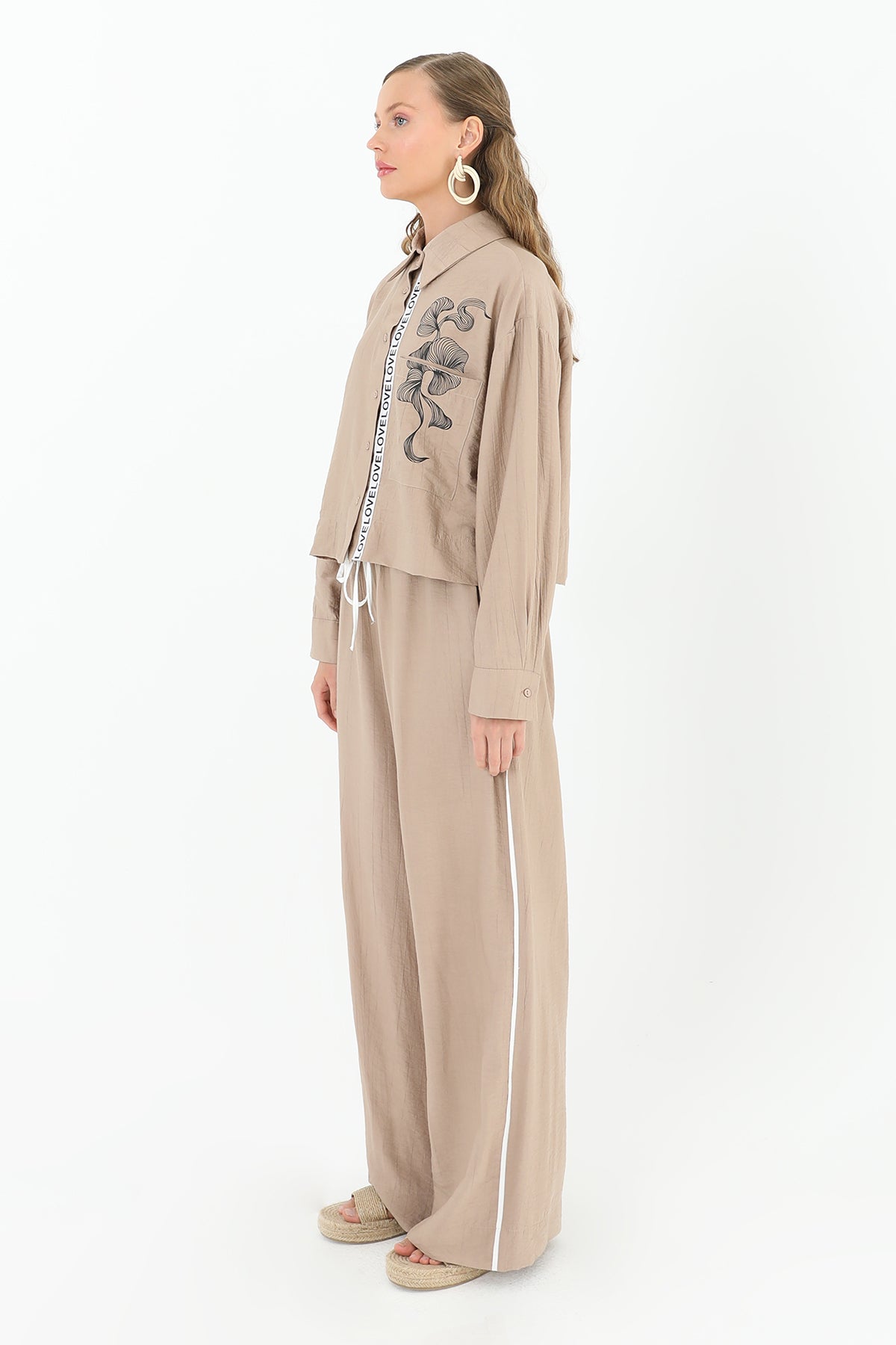 Kadın Beli Lastikli Bol Pantolon  - 31904PNT