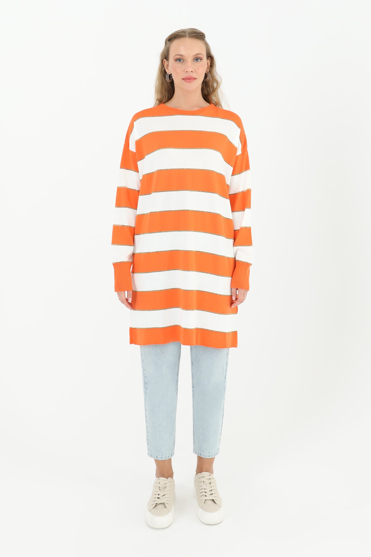 Kadın Çizgili Uzun Kollu Tunik  - 10549TUN