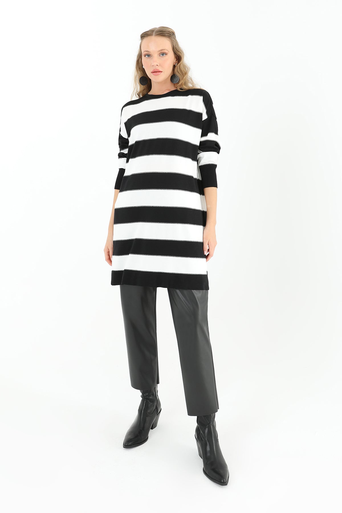 Kadın Çizgili Uzun Kollu Tunik  - 10549TUN
