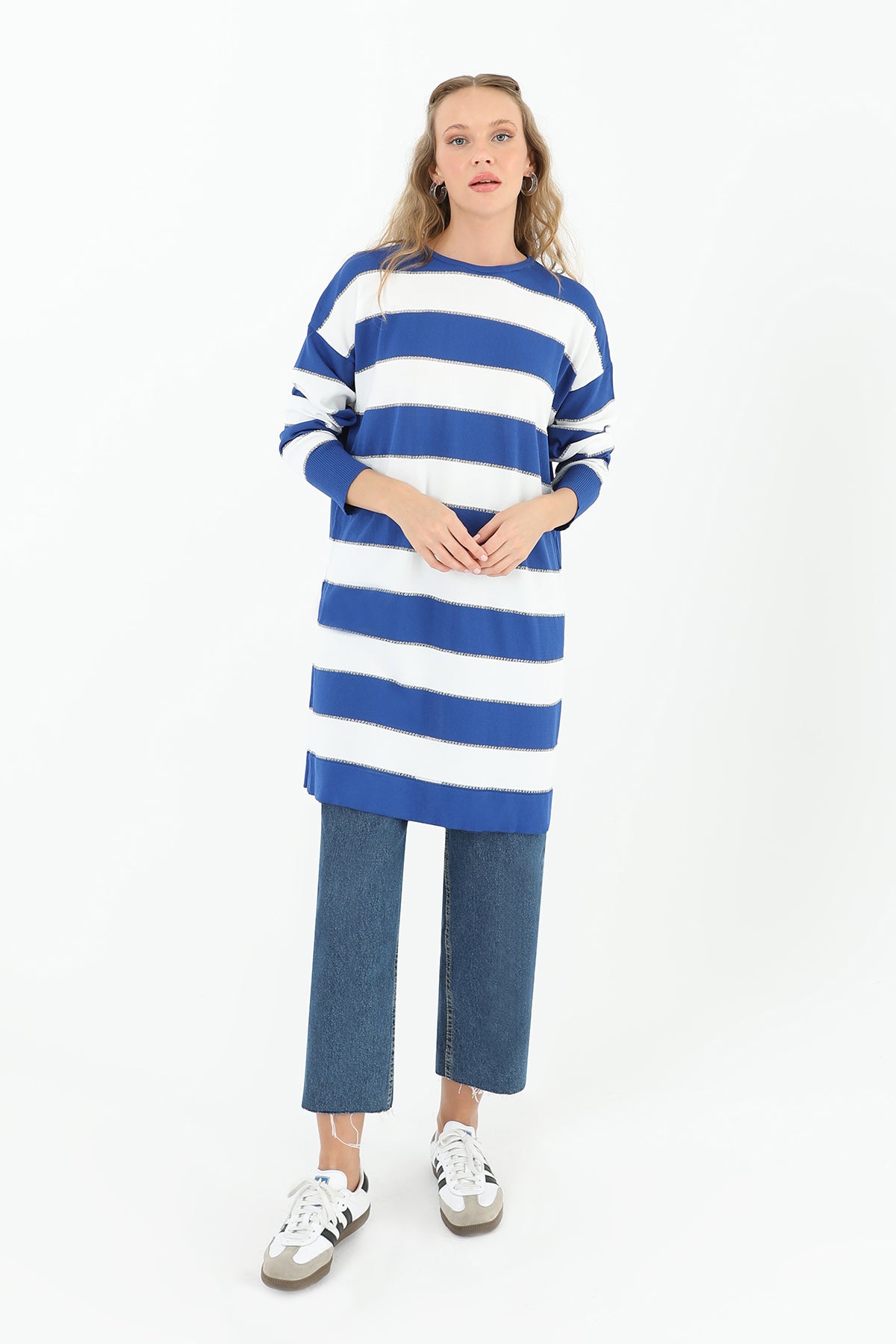 Kadın Çizgili Uzun Kollu Tunik  - 10549TUN