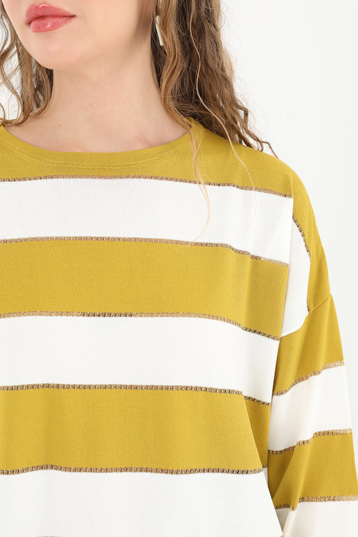 Kadın Çizgili Uzun Kollu Tunik  - 10549TUN