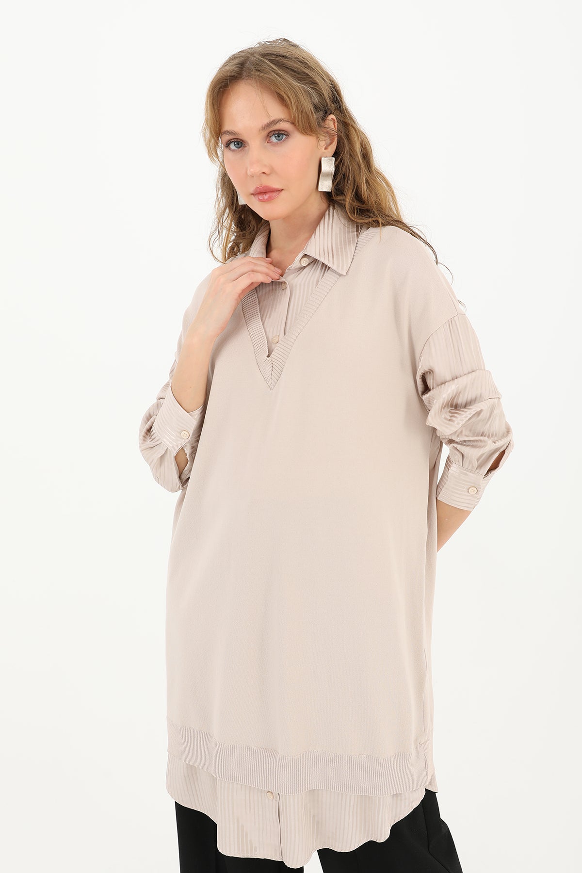 Kadın Gömlek Detaylı Tunik - 10578TUN