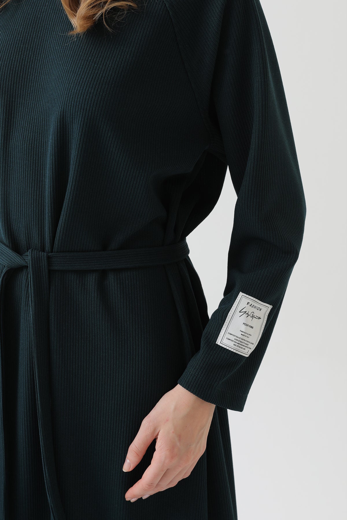 Kadın Kuşak Detaylı Rahat Kesim Triko Elbise-12590ELB