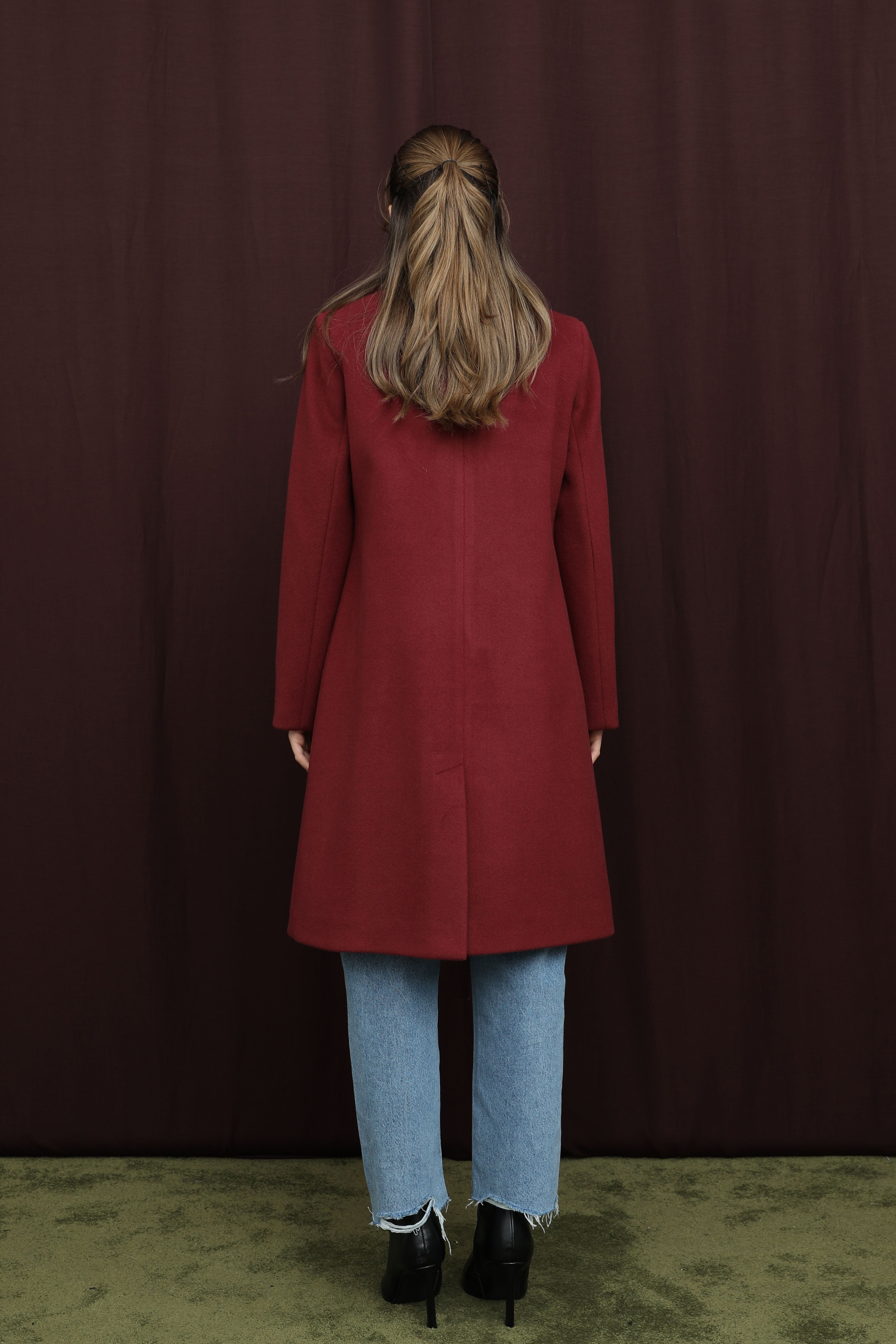 Kadın Kruvaze Yaka Kaşe Kaban -15194KBN