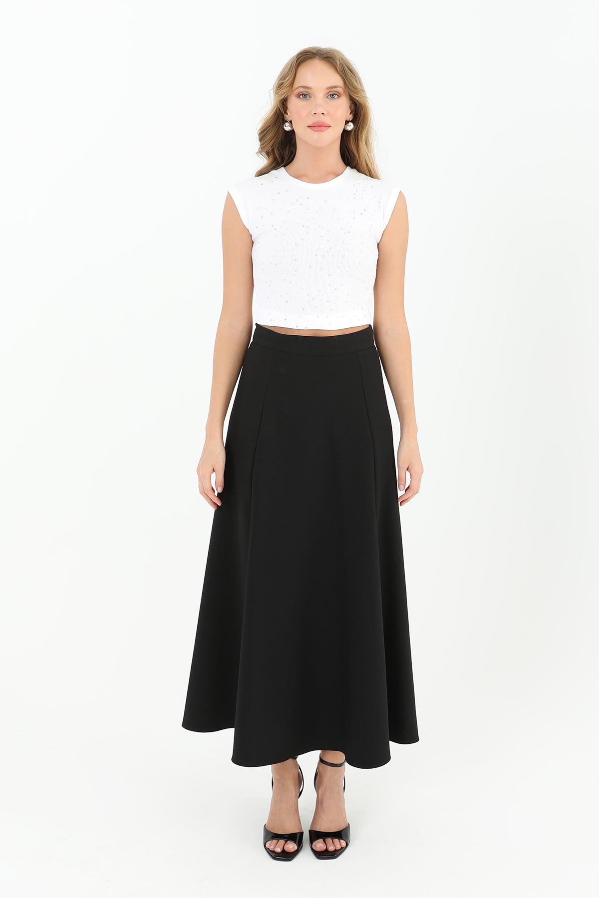 Kadın Fermuarlı Kloş Etek  - 18201ETK