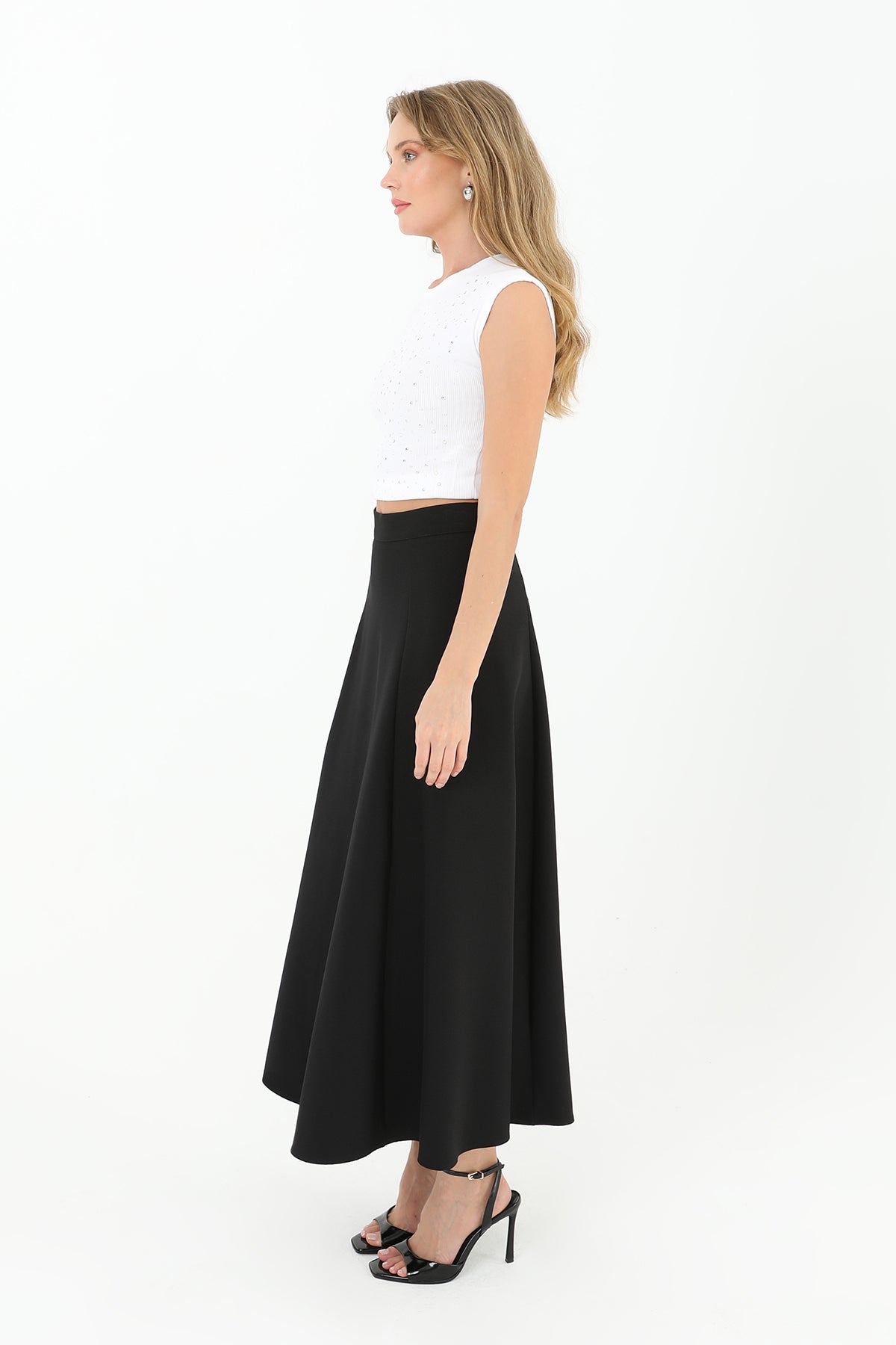 Kadın Fermuarlı Kloş Etek  - 18201ETK