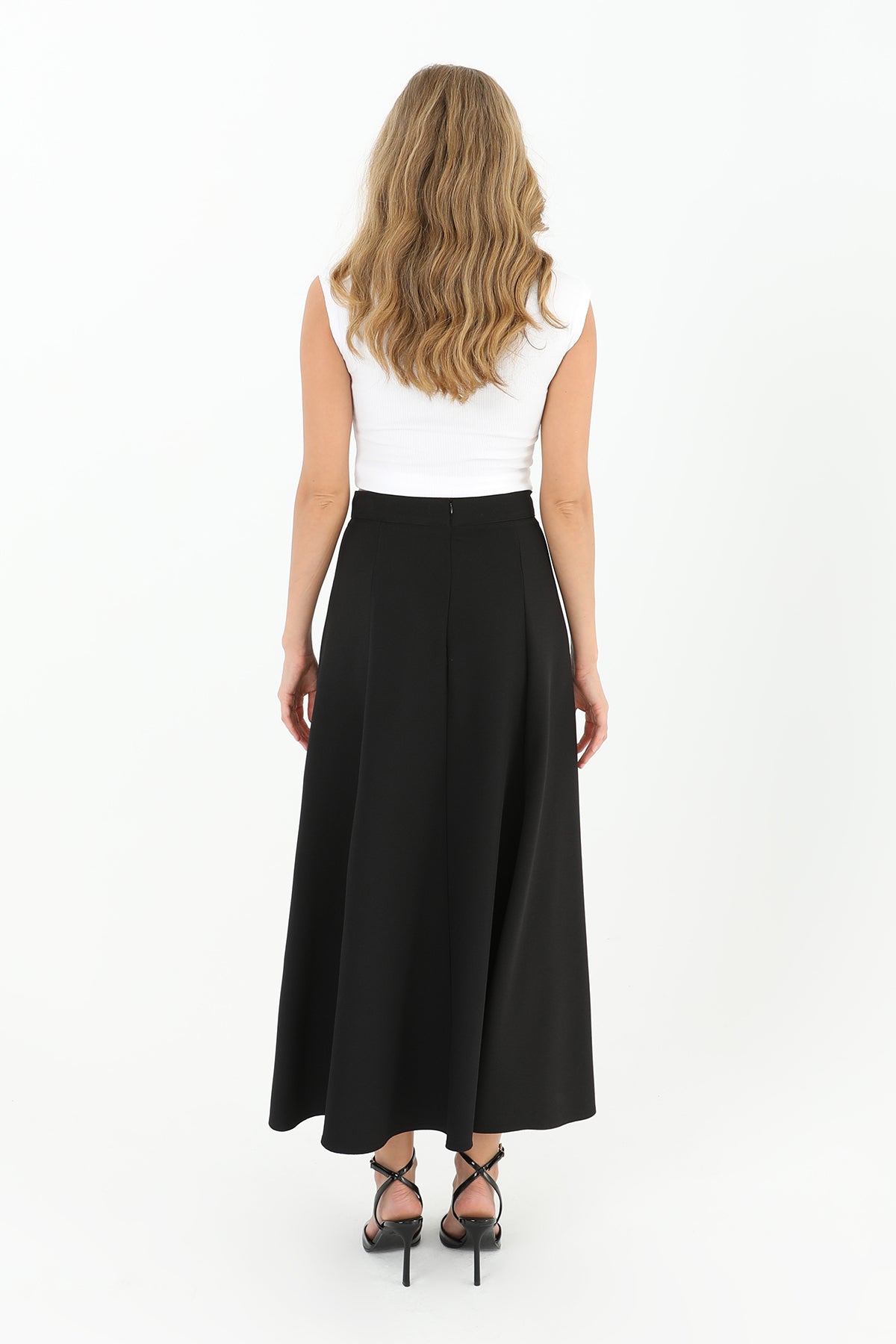 Kadın Fermuarlı Kloş Etek  - 18201ETK