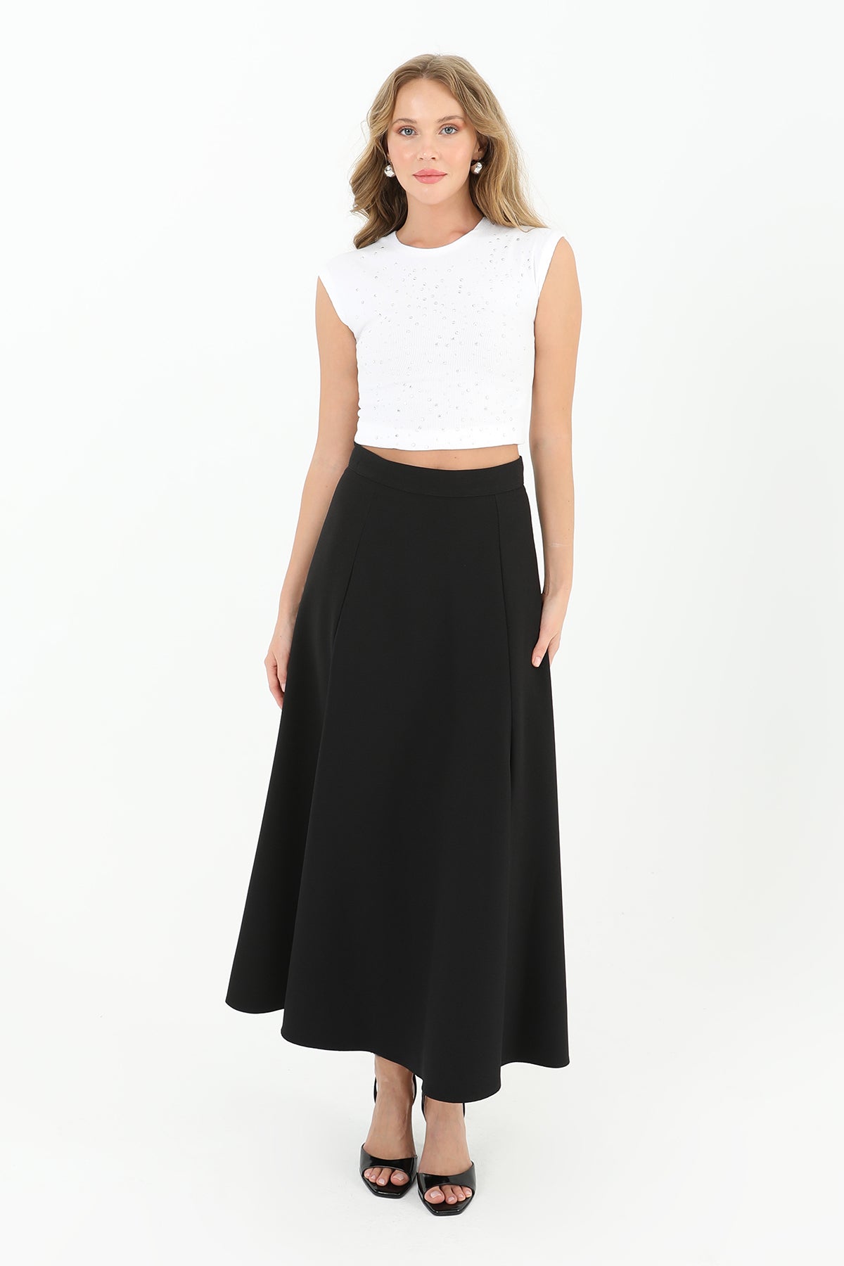 Kadın Fermuarlı Kloş Etek  - 18201ETK