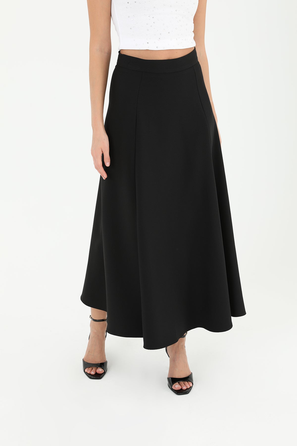 Kadın Fermuarlı Kloş Etek  - 18201ETK