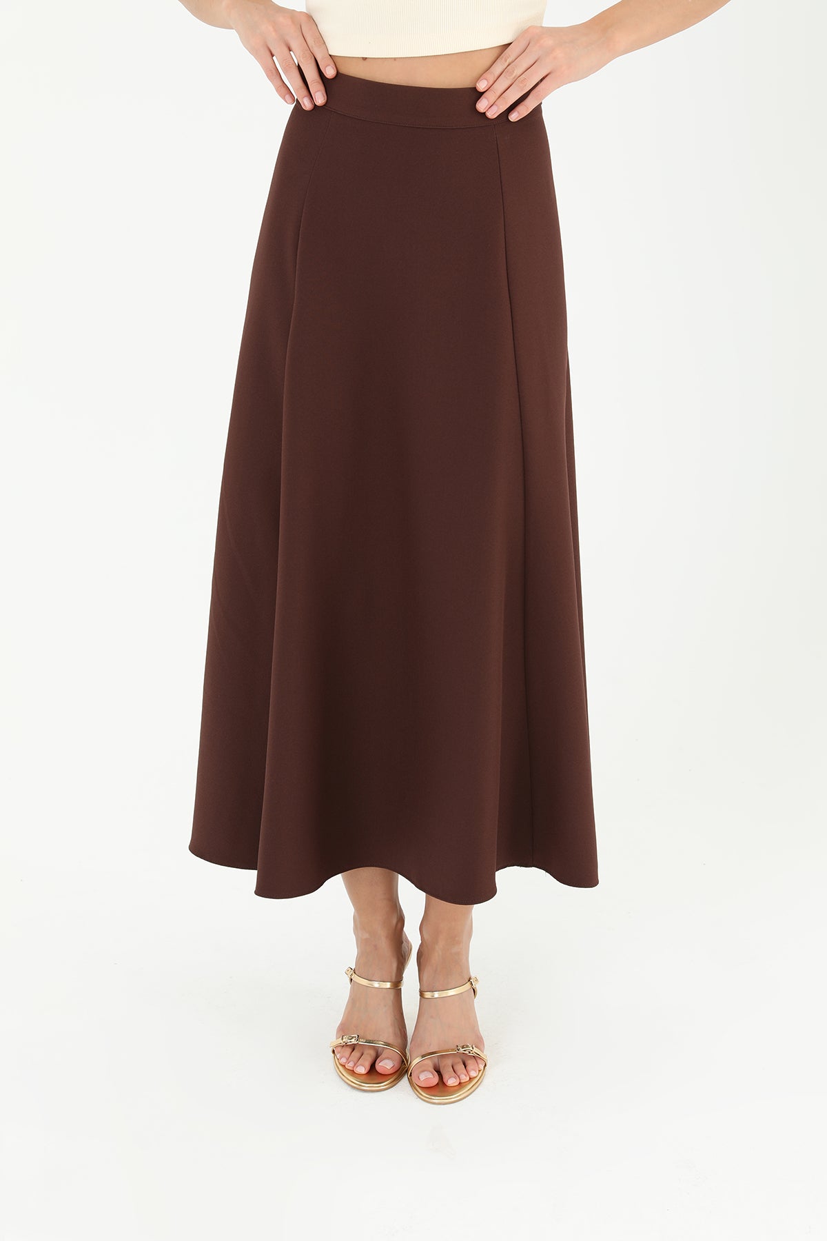 Kadın Fermuarlı Kloş Etek  - 18201ETK