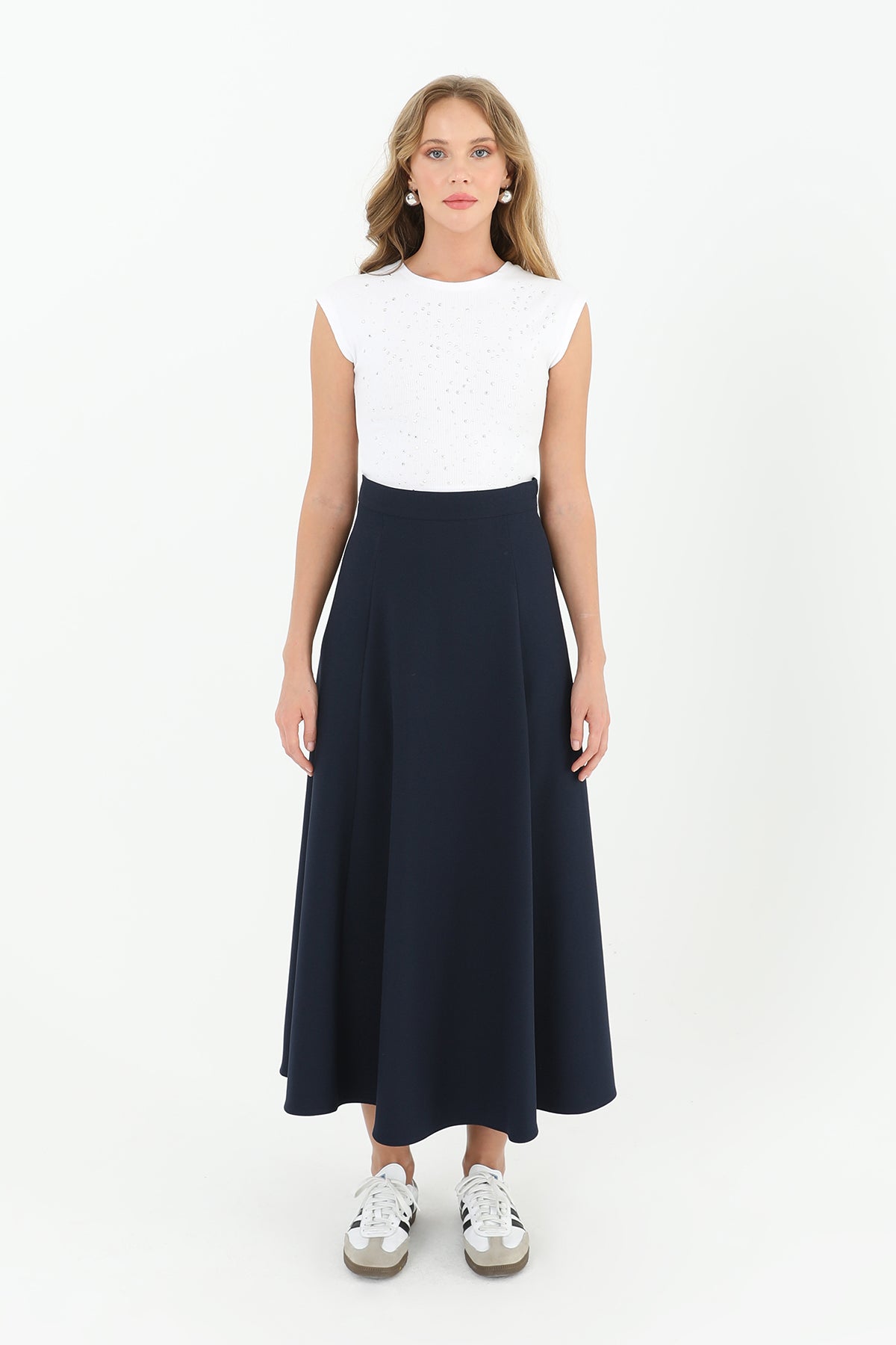 Kadın Fermuarlı Kloş Etek  - 18201ETK