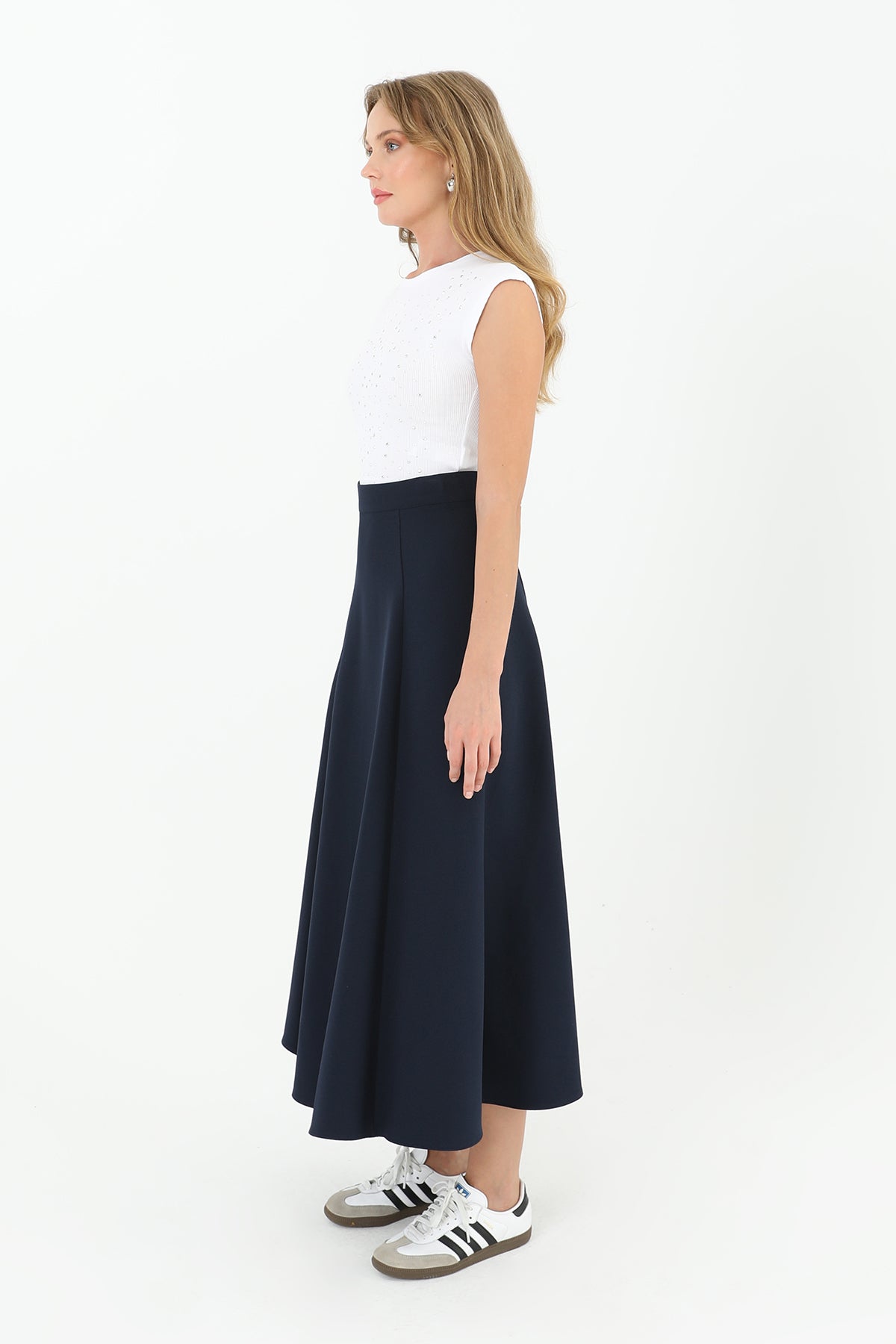 Kadın Fermuarlı Kloş Etek  - 18201ETK