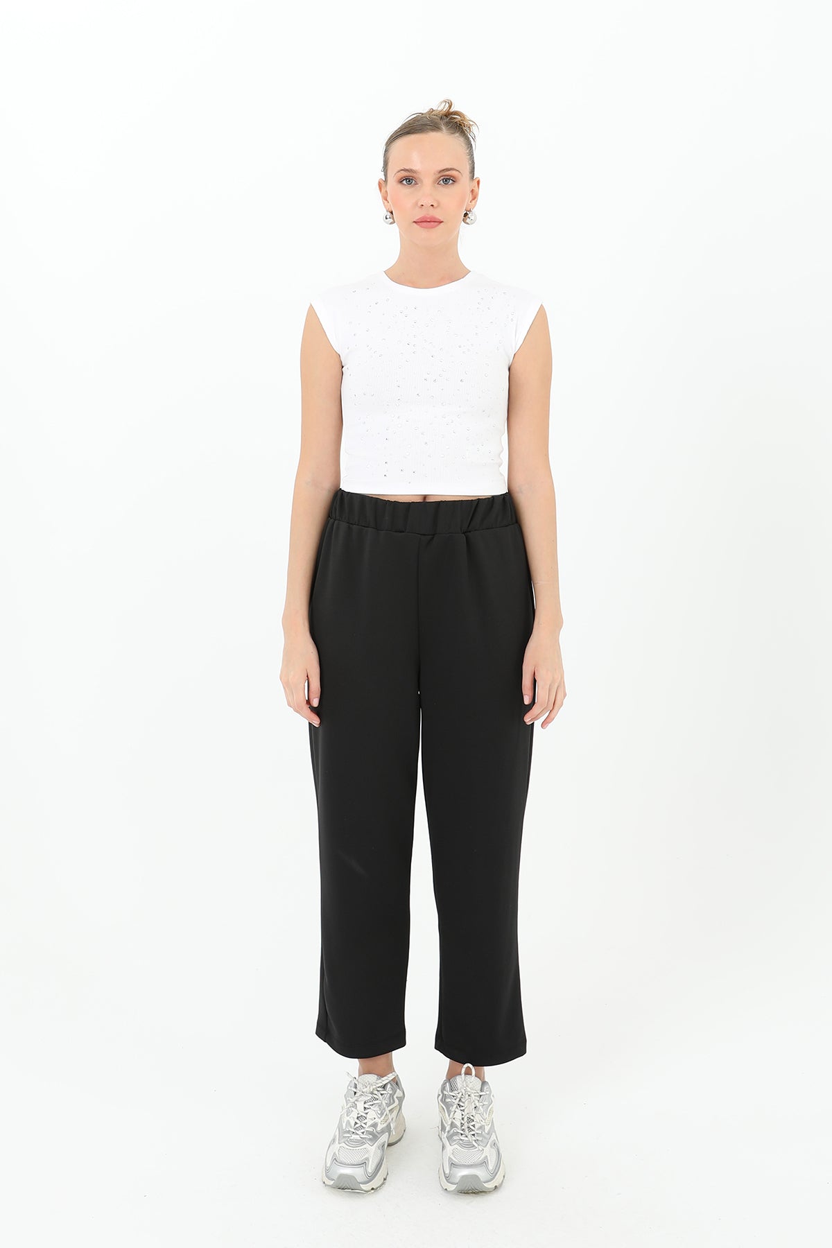 Kadın Beli Lastikli Havuç Kesim Pantolon - 18218PNT