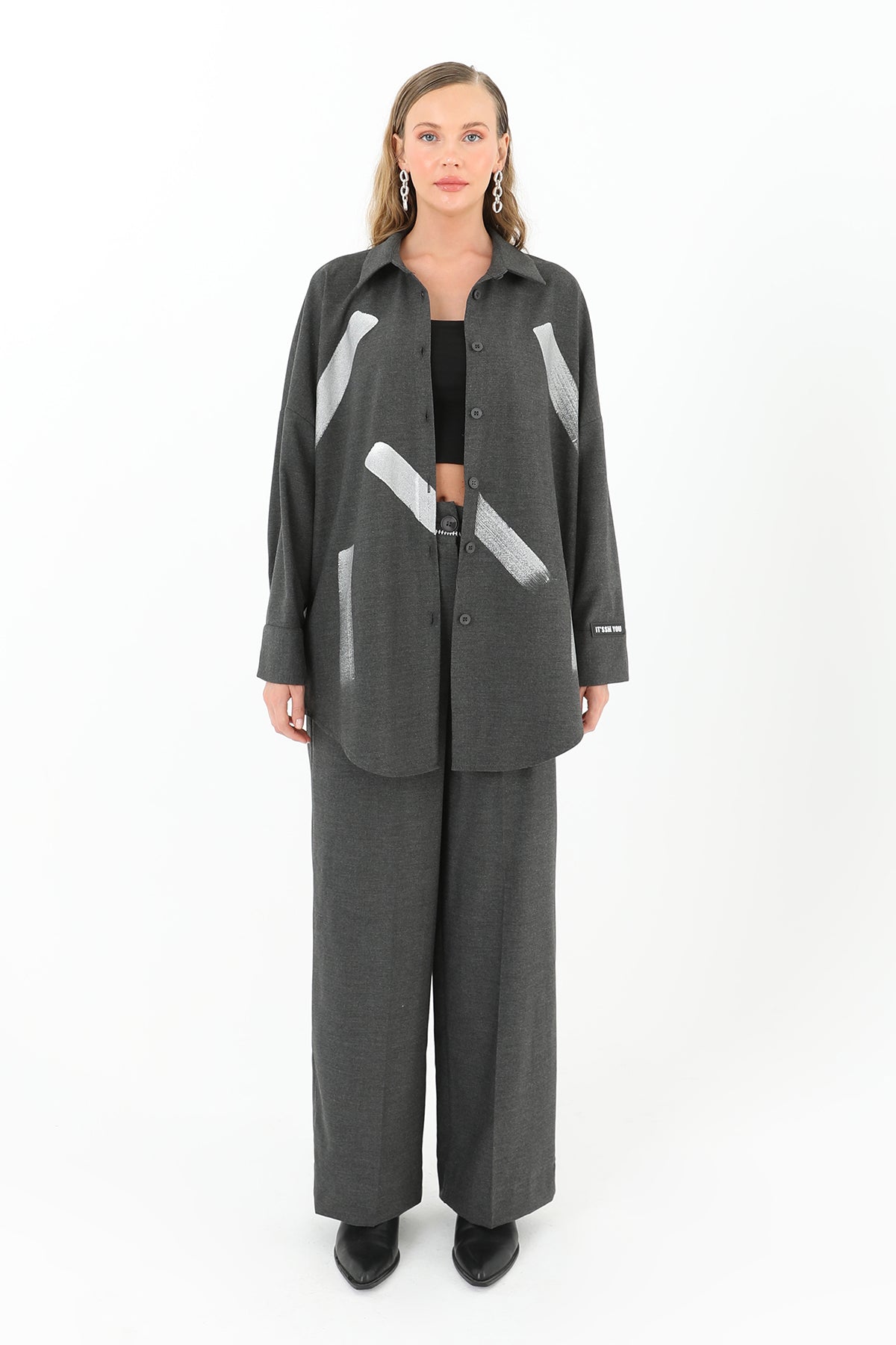 Kadın Baskı Desenli Gömlek  - 31984GML