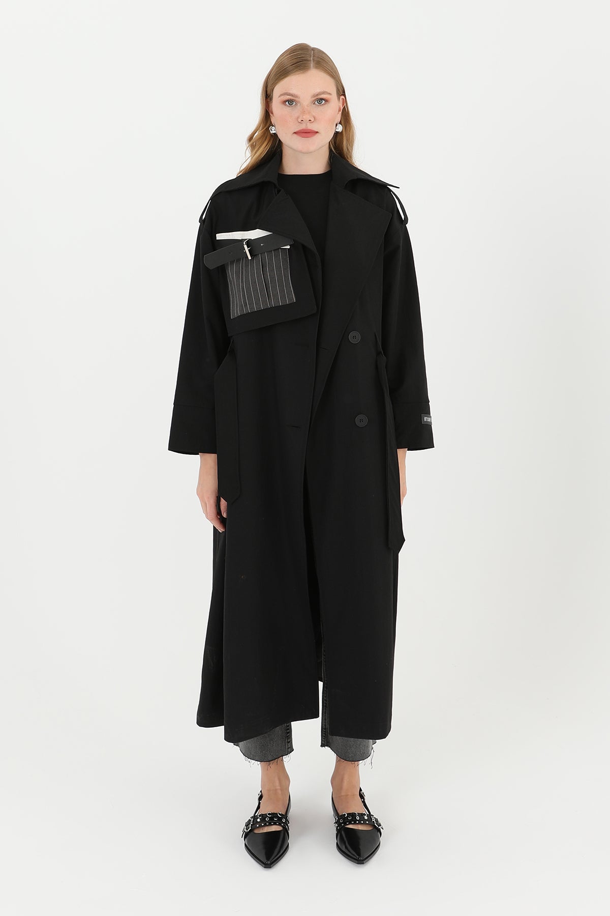 Kadın Cep Aksesuar Detaylı Trench  - 32000TRC