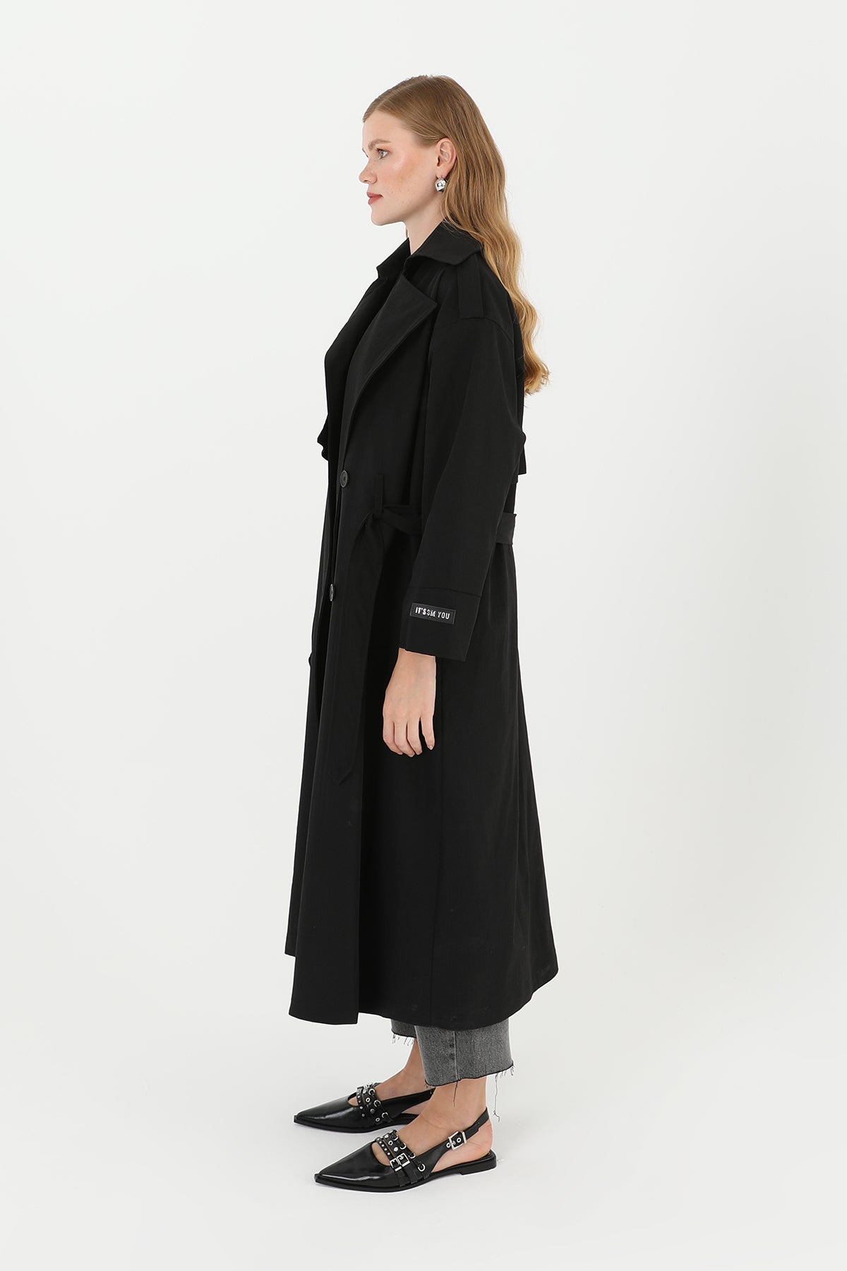 Kadın Cep Aksesuar Detaylı Trench  - 32000TRC