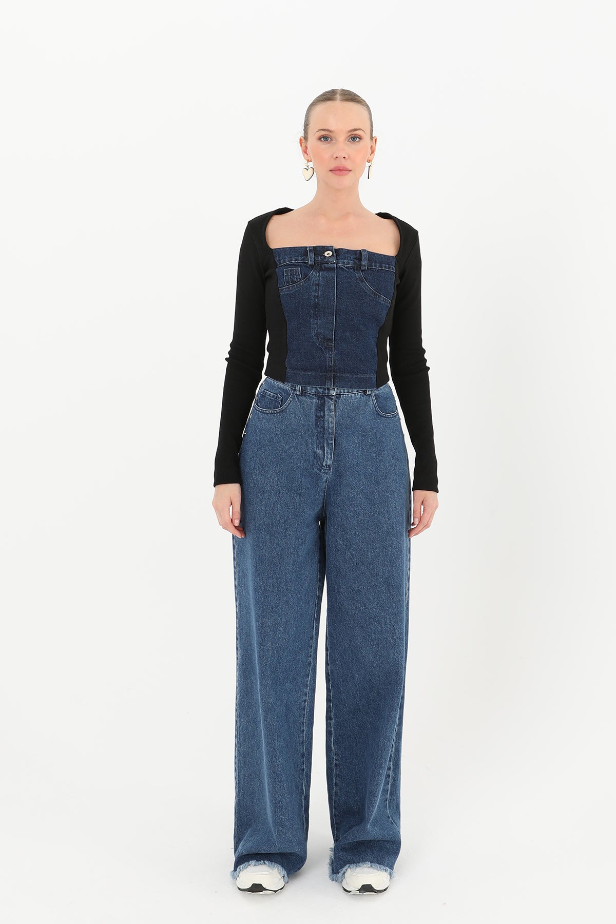 Kadın Ribanalı Denim Bluz  - 32029BLZ