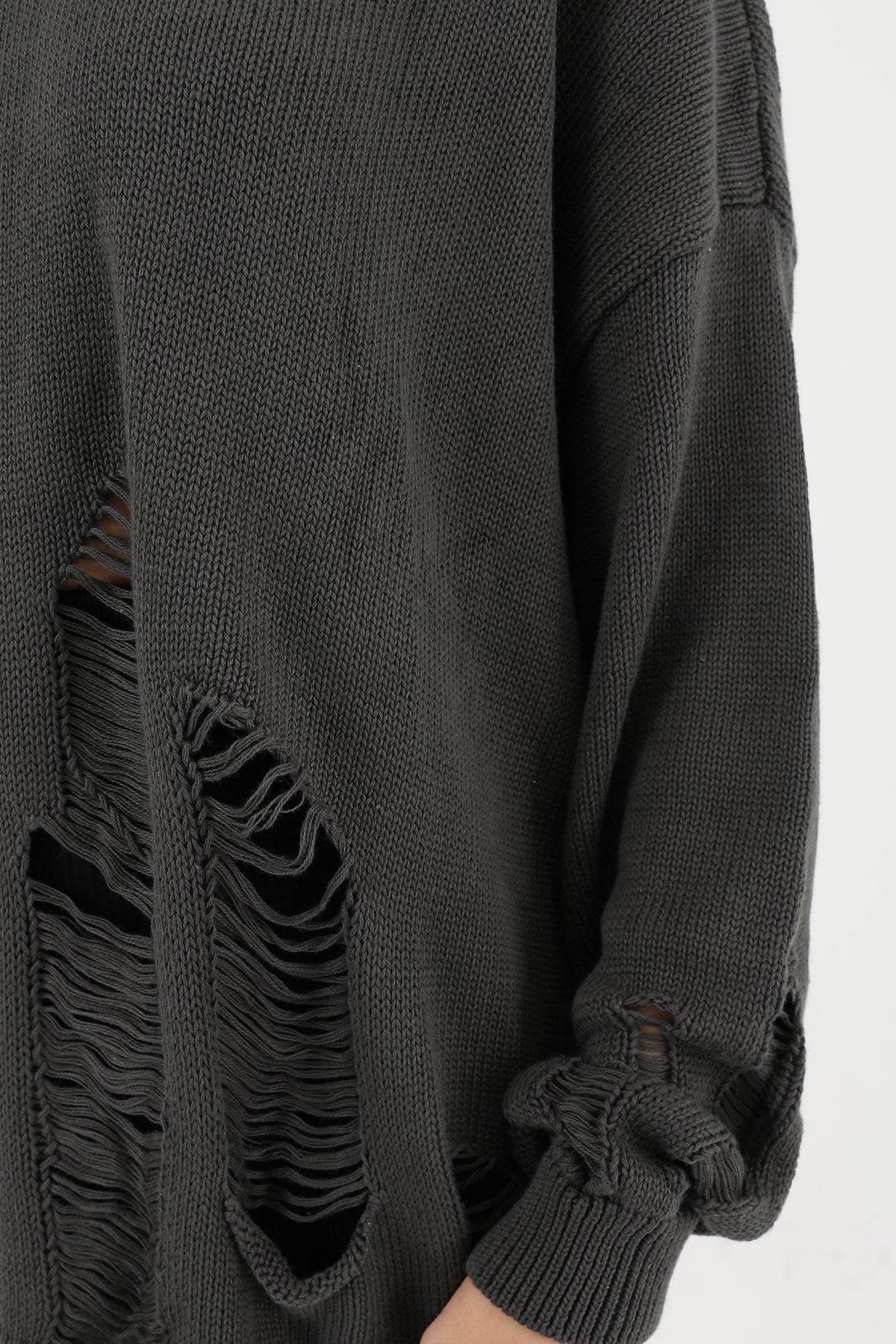 Kadın Yırtıklı Triko Tunik  - 32034TUN